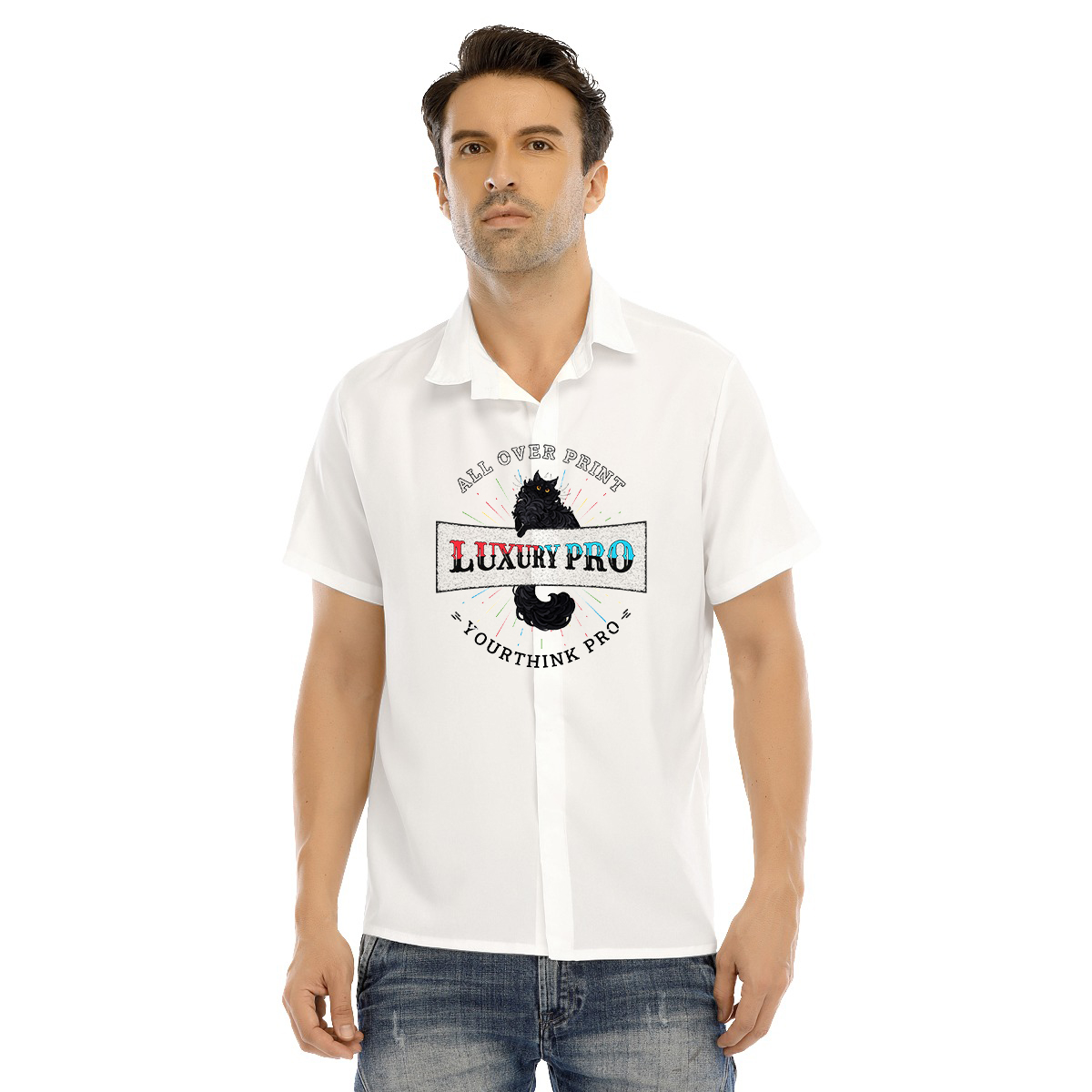 Men's Lapel Collar Short Sleeve T-shirt With Concealed Placket