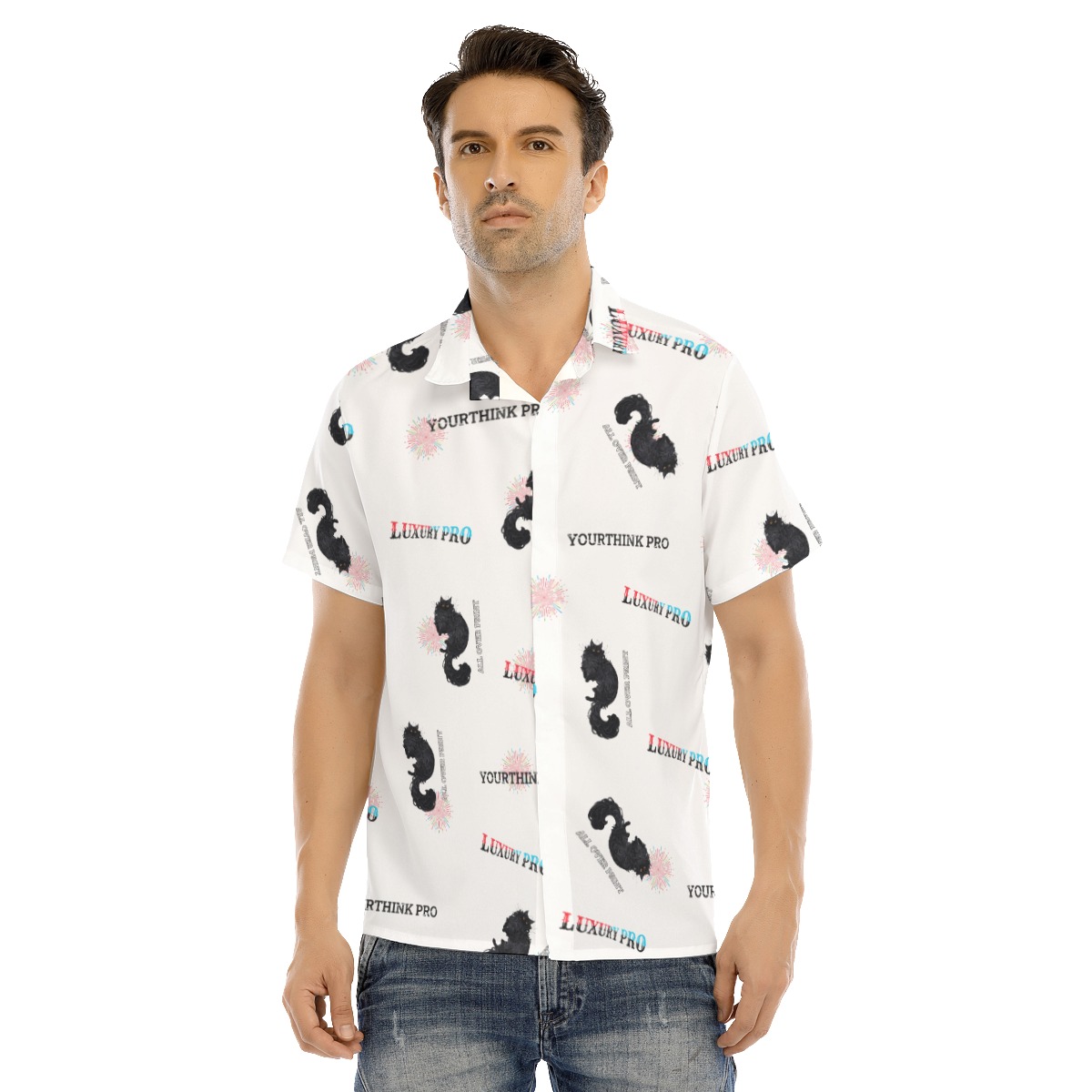 Men's Lapel Collar Short Sleeve T-shirt With Concealed Placket