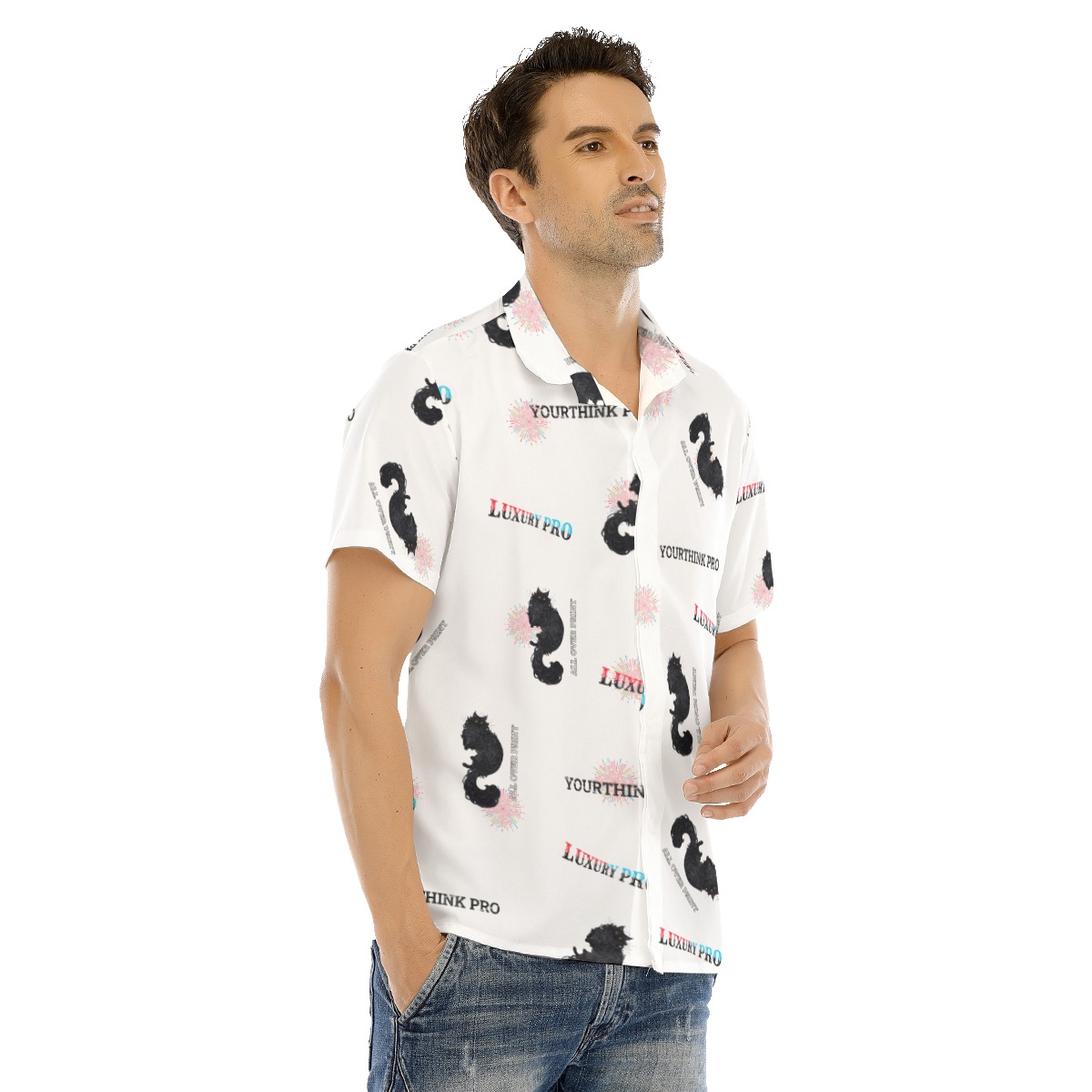 Men's Lapel Collar Short Sleeve T-shirt With Concealed Placket