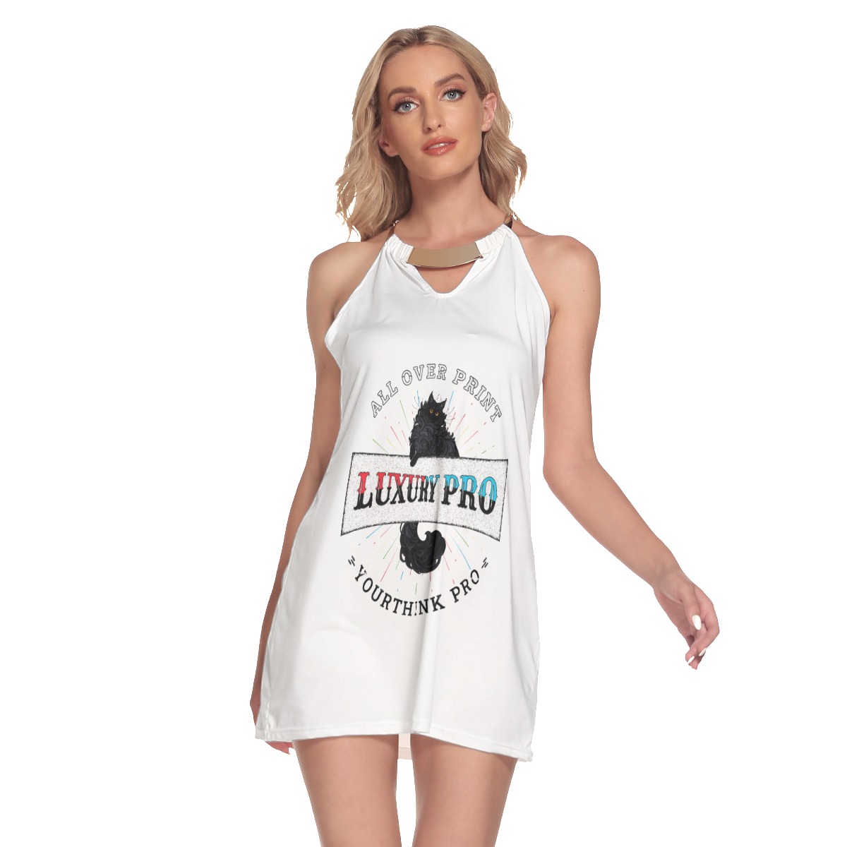 Women's Round Neck Above Knee Dress