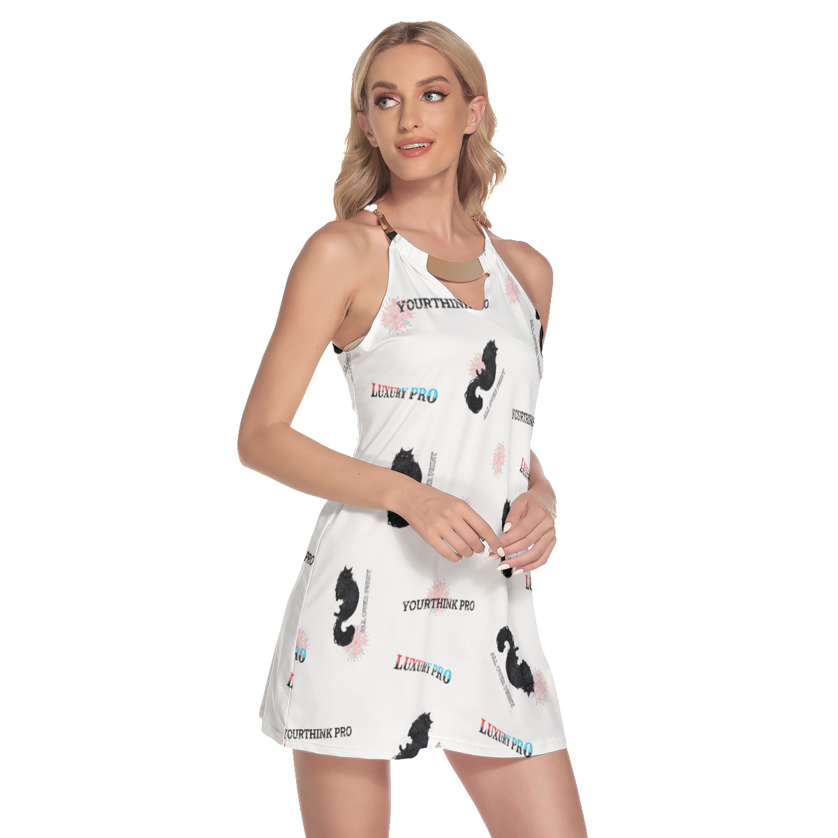 Women's Round Neck Above Knee Dress