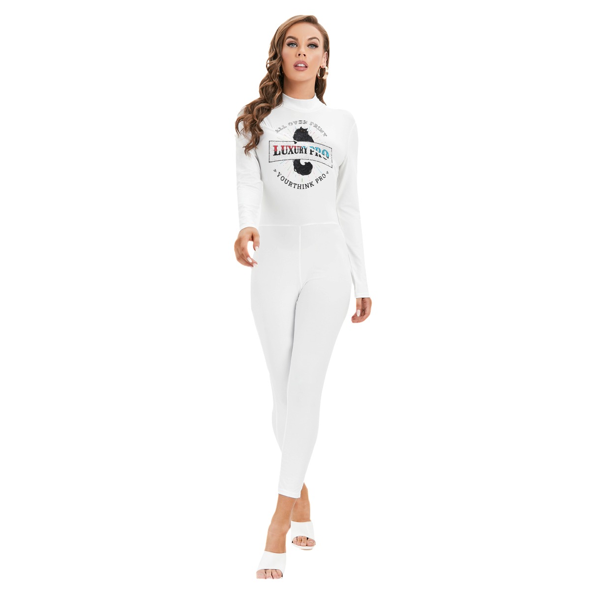 Women's Long-sleeved High-neck Jumpsuit With Zipper