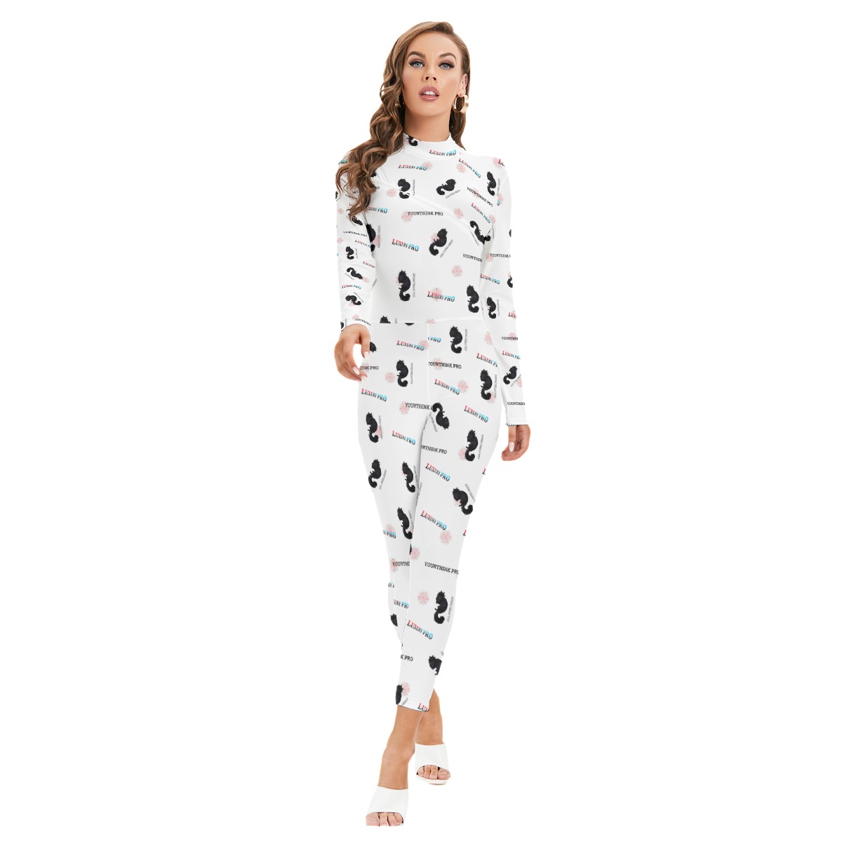 Women's Long-sleeved High-neck Jumpsuit With Zipper