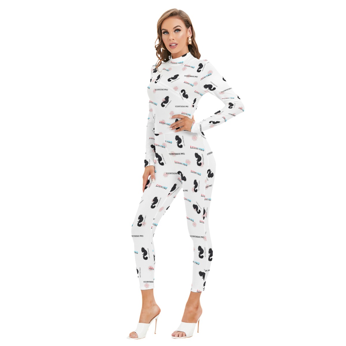 Women's Long-sleeved High-neck Jumpsuit With Zipper