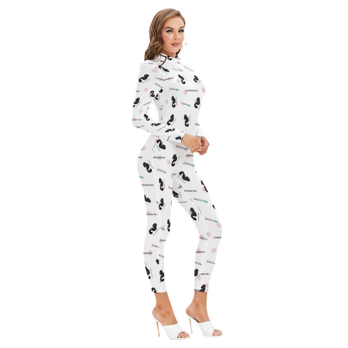 Women's Long-sleeved High-neck Jumpsuit With Zipper