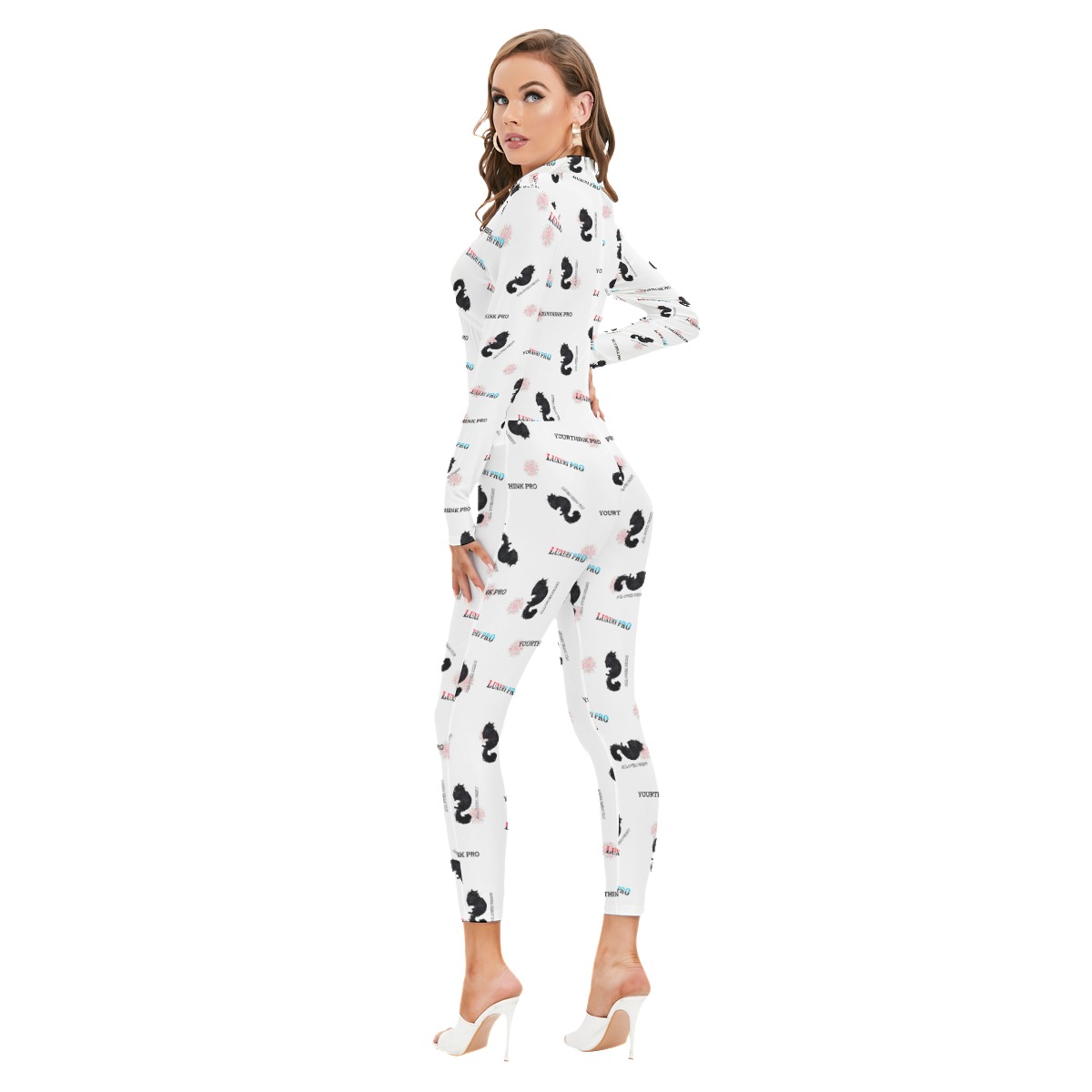 Women's Long-sleeved High-neck Jumpsuit With Zipper