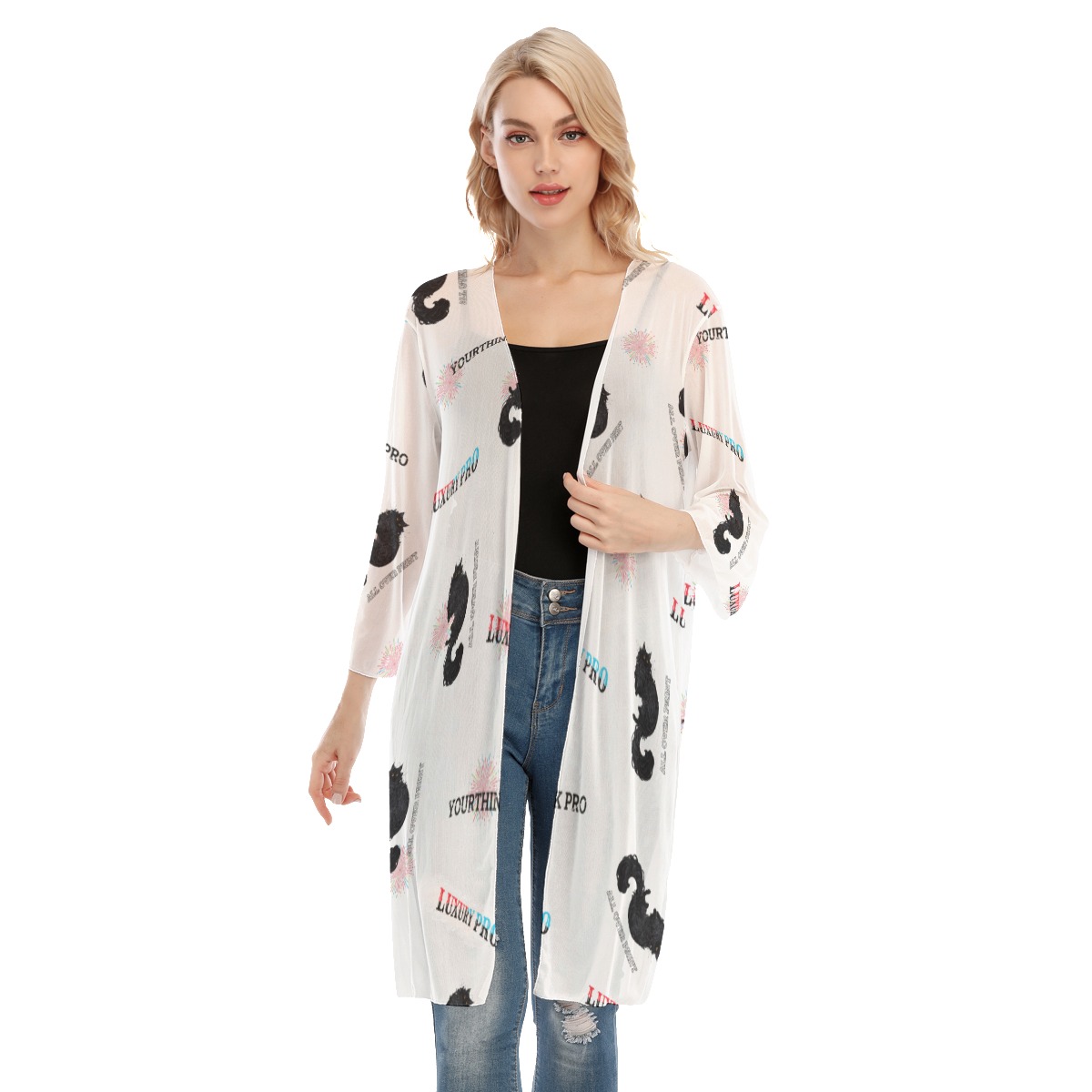 Women's V-neck Mesh Cardigan