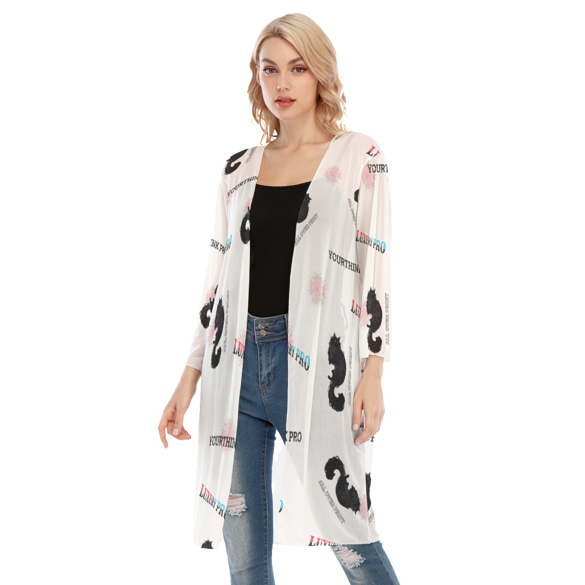 Women's V-neck Mesh Cardigan