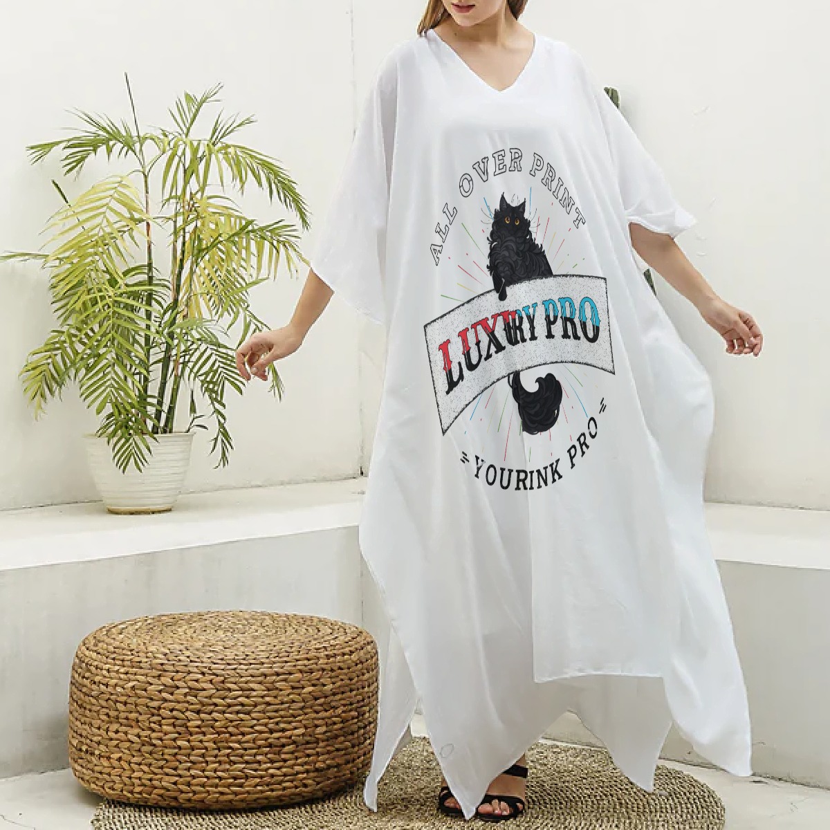 Women's Imitation Silk V-neck Kaftan Robe