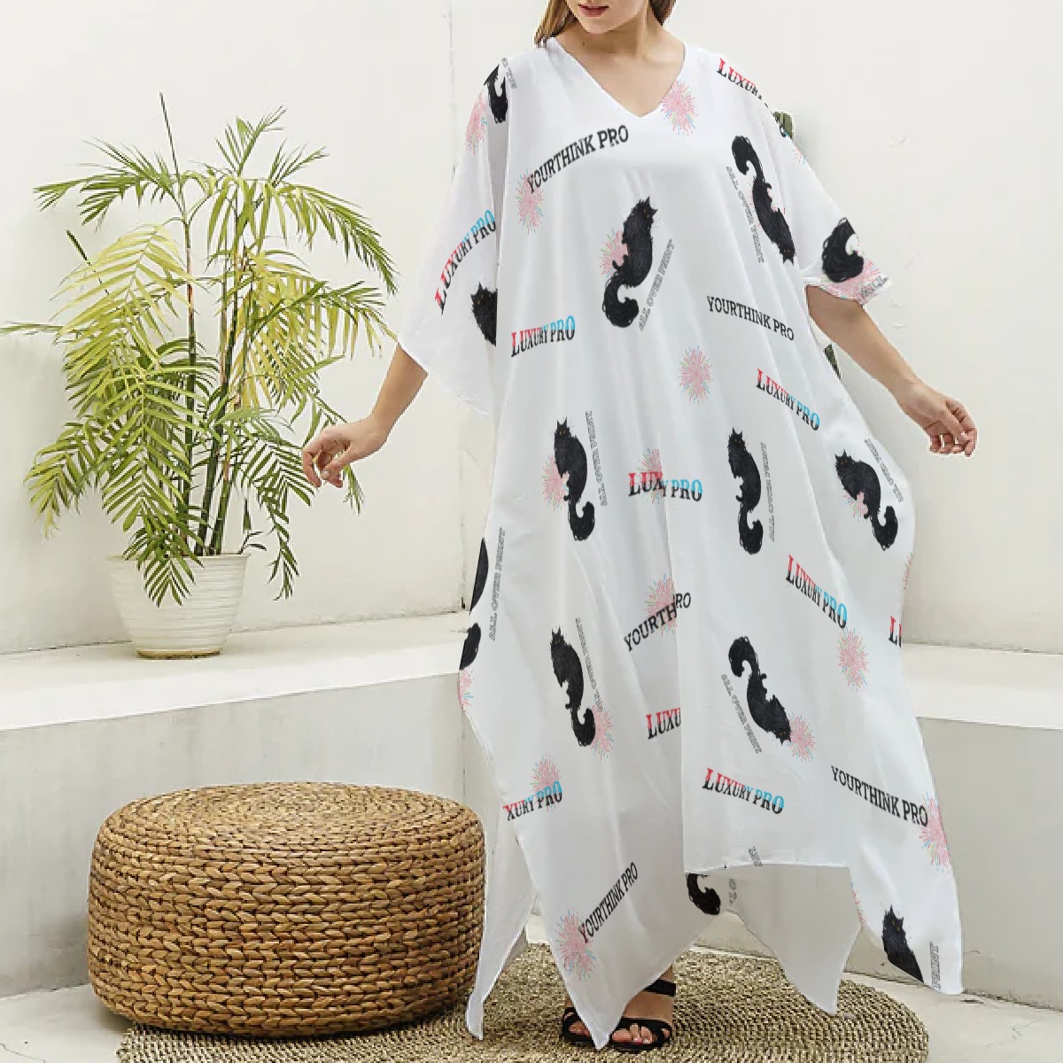 Women's Imitation Silk V-neck Kaftan Robe