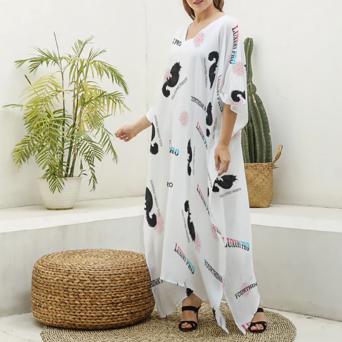 Women's Imitation Silk V-neck Kaftan Robe