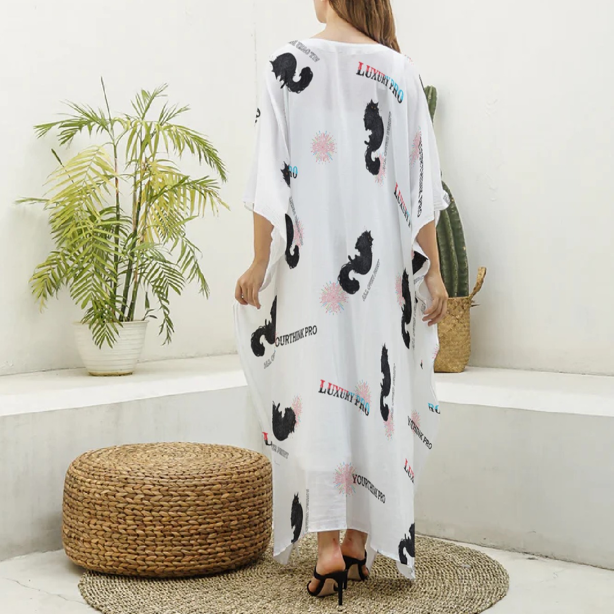 Women's Imitation Silk V-neck Kaftan Robe