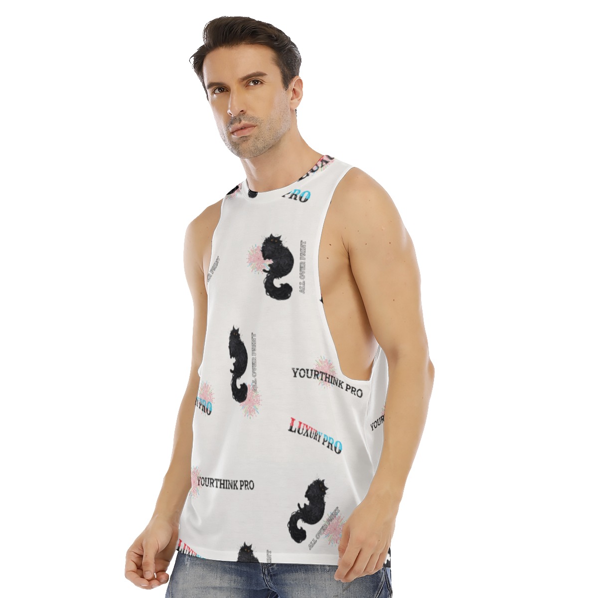 Men's O-neck Long Tank Top