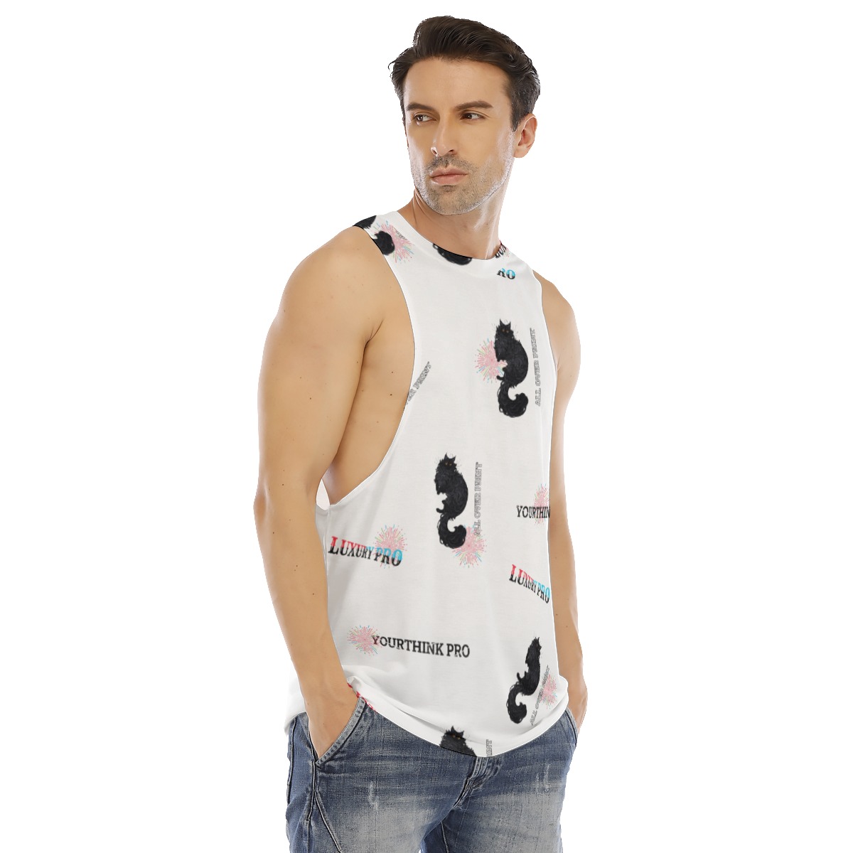 Men's O-neck Long Tank Top