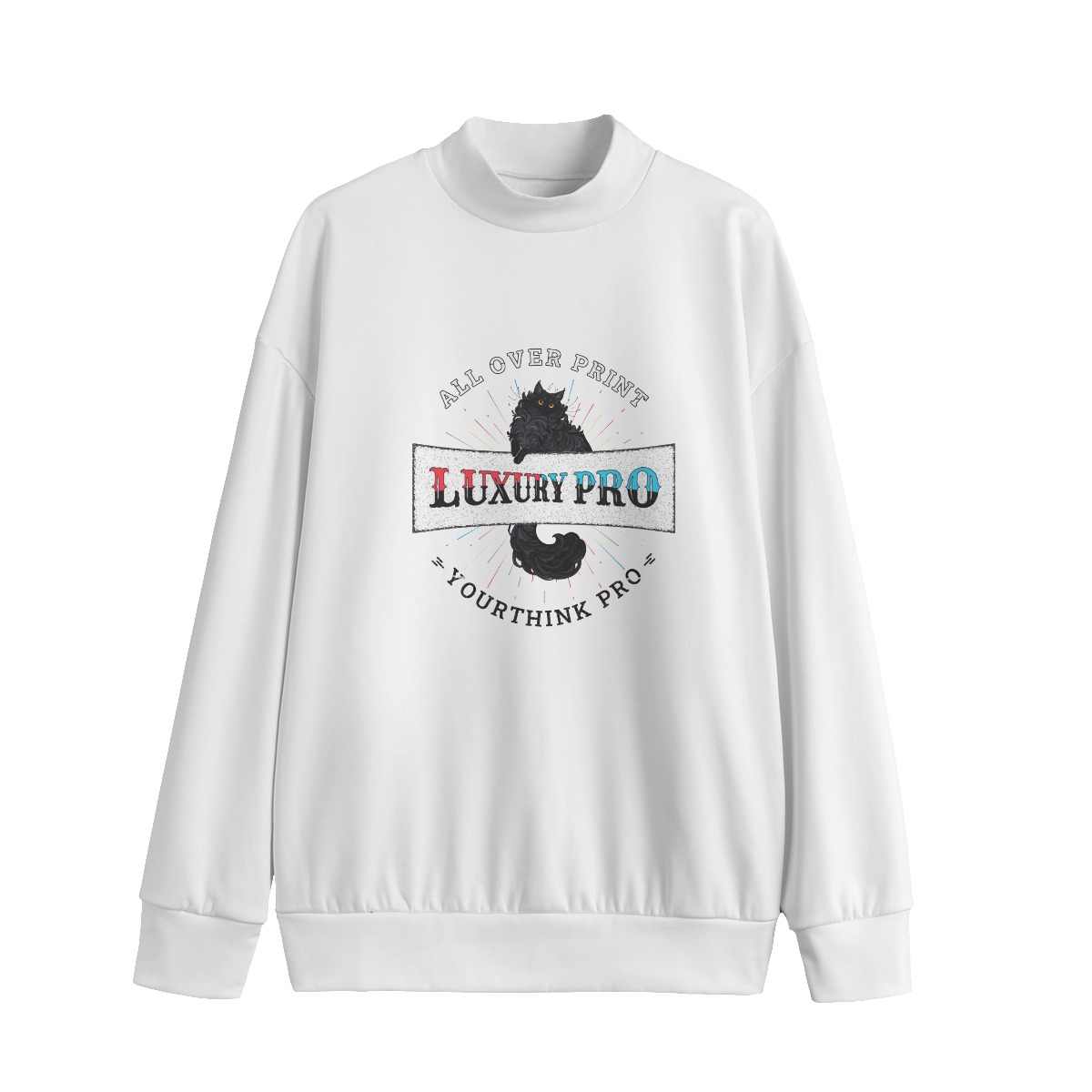 Unisex Mid-high Collar Drop Shoulder Sweatshirt