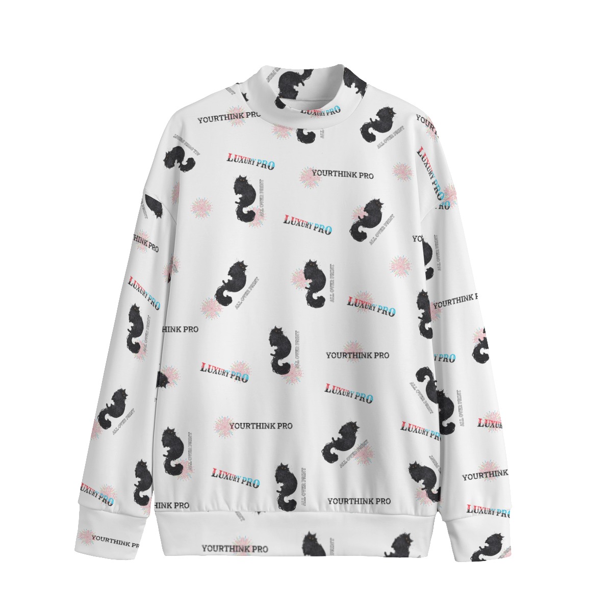 Unisex Mid-high Collar Drop Shoulder Sweatshirt