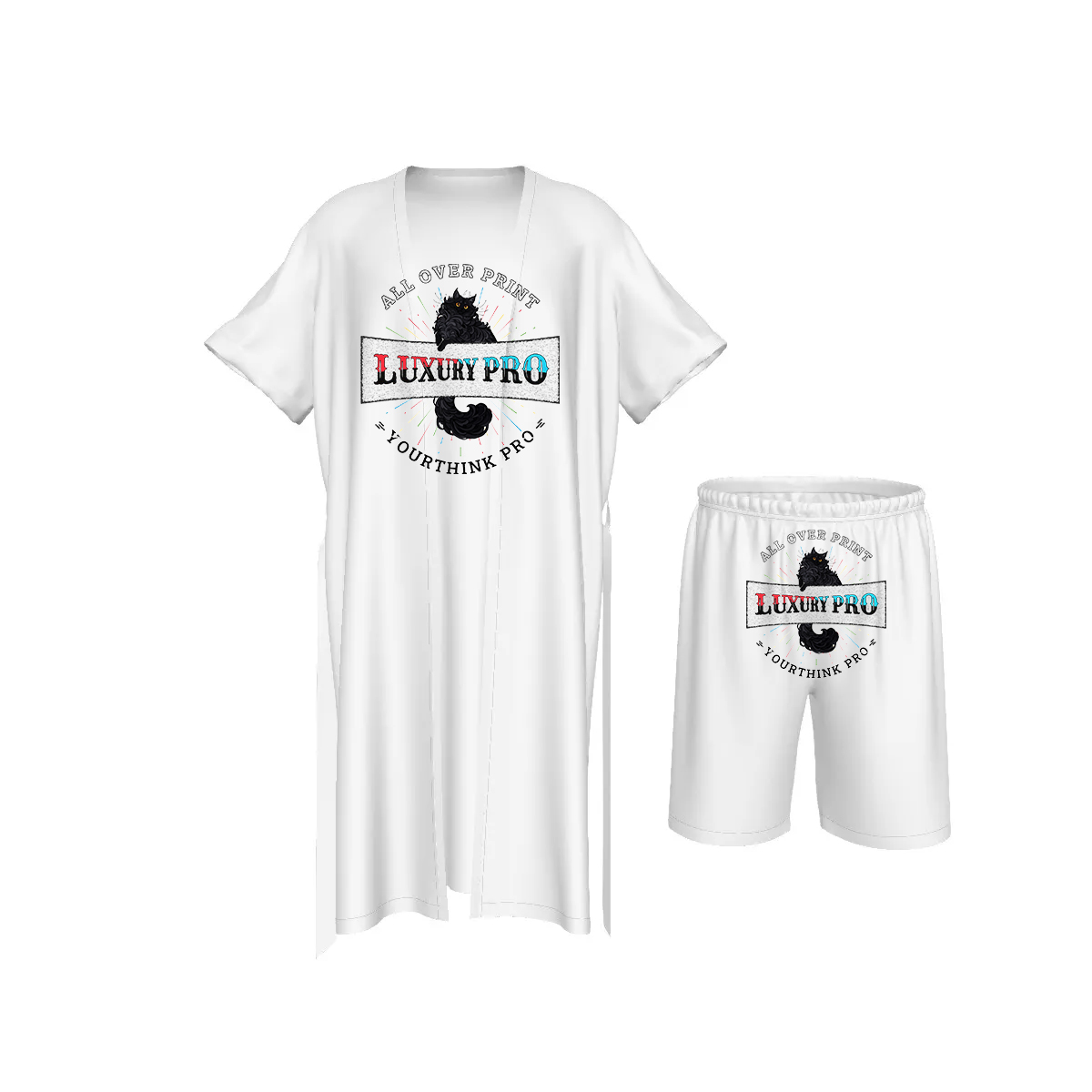 Man's Collarless Silk Pajamas Suit