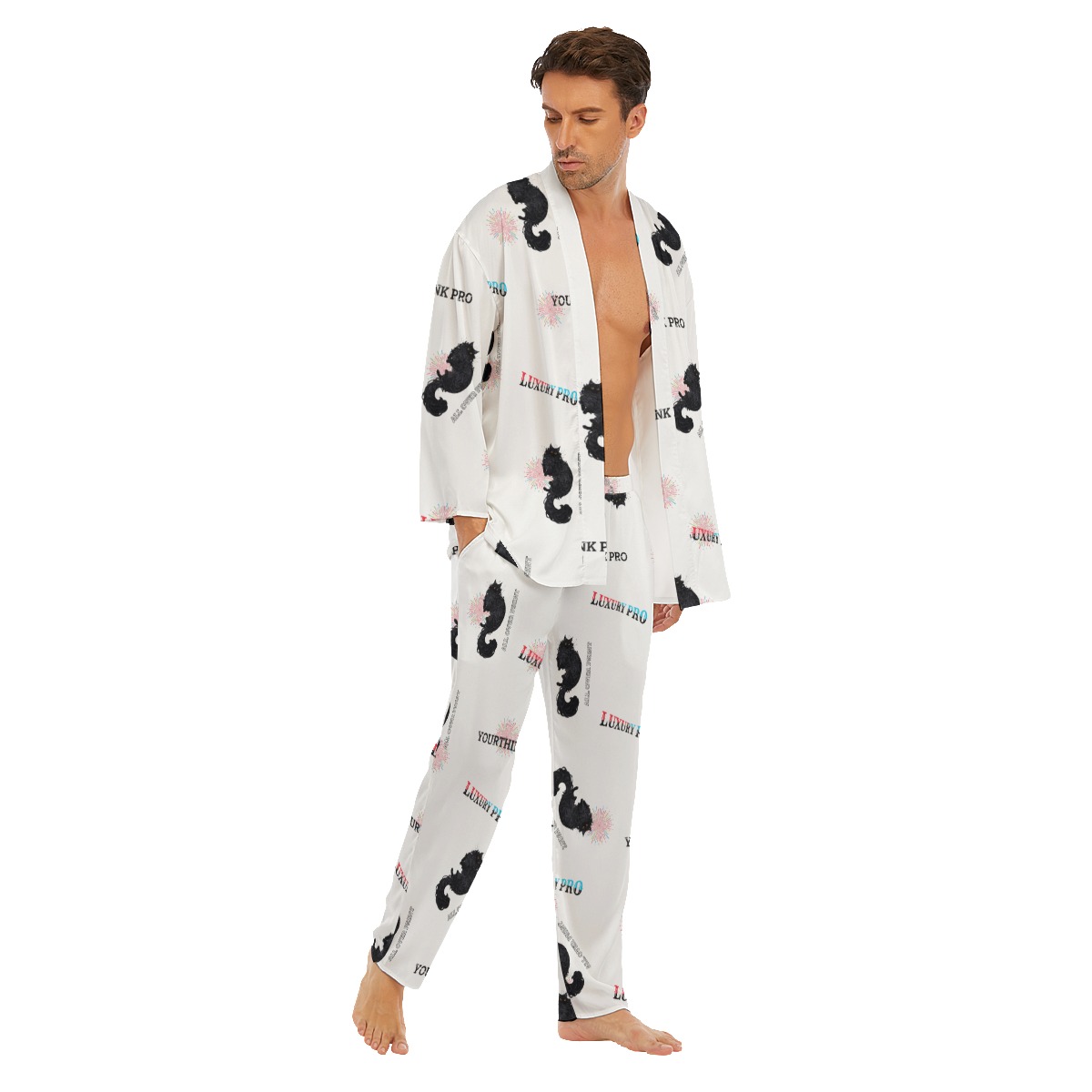 Men's Imitation Silk Pajama Sets