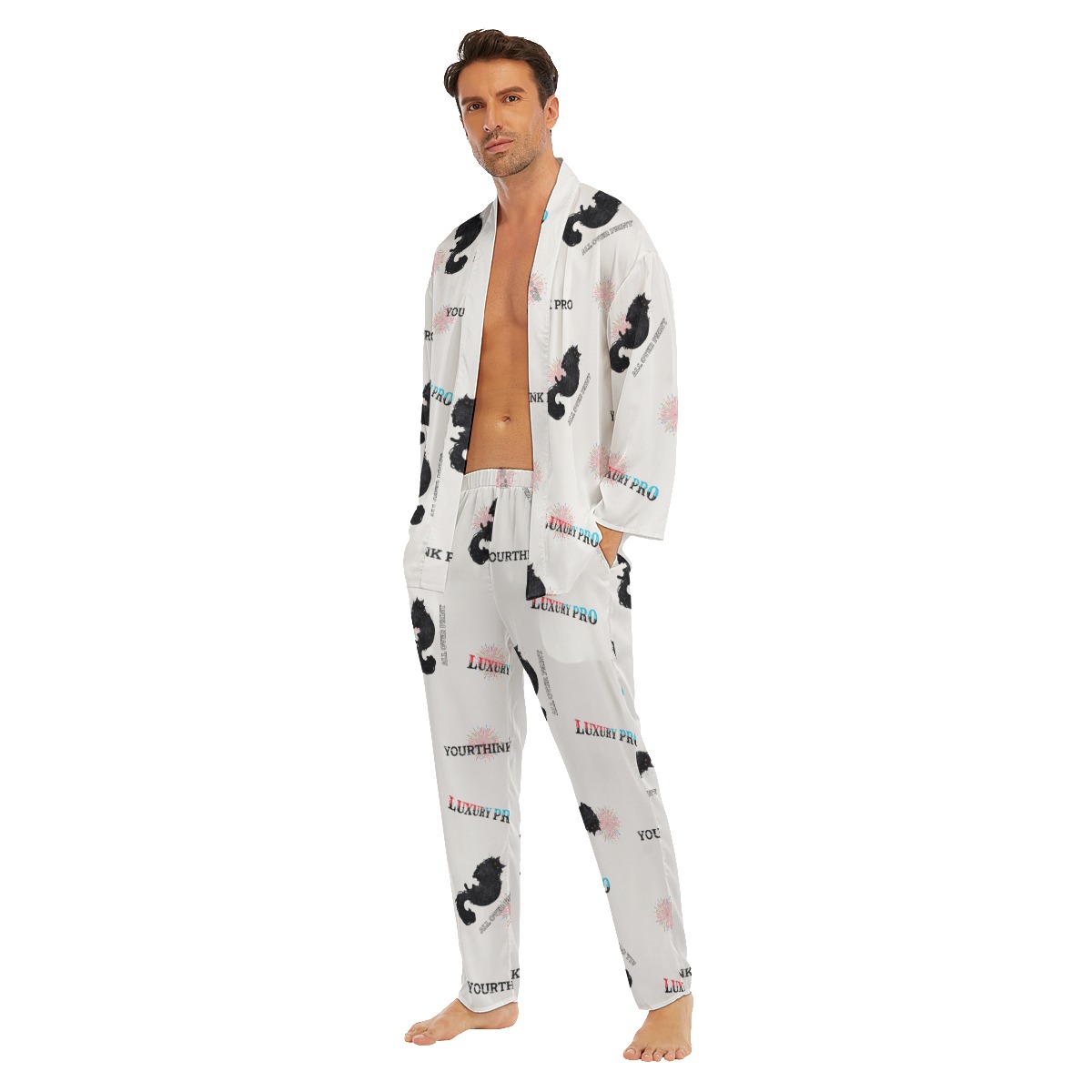 Men's Imitation Silk Pajama Sets