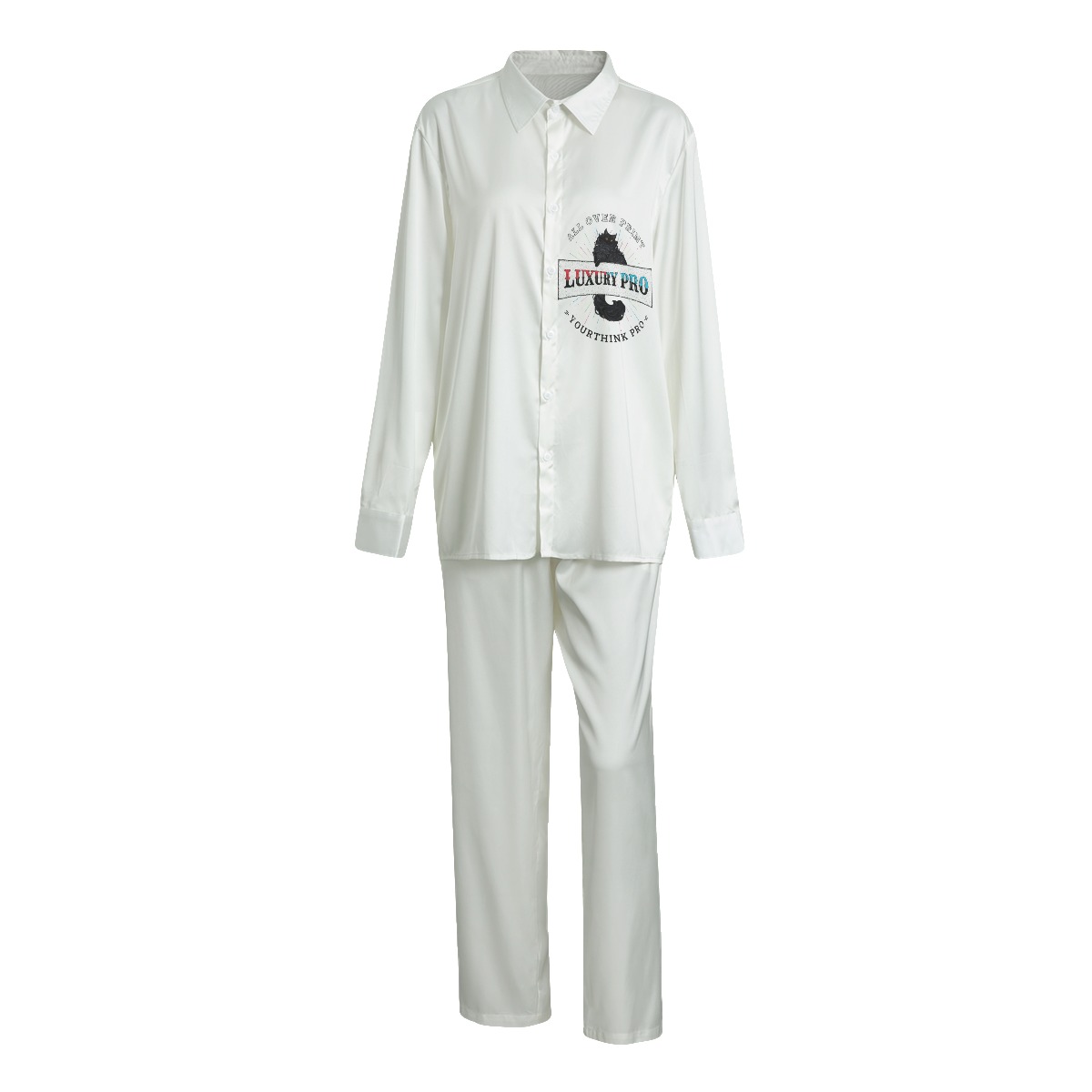 Unisex Imitation Silk Shirt Suit