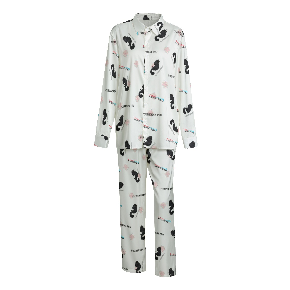 Unisex Imitation Silk Shirt Suit