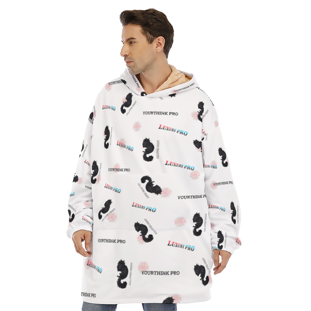 Unisex Sherpa Fleece Hoodie Blanket