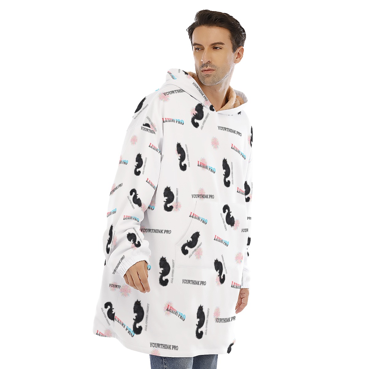 Unisex Sherpa Fleece Hoodie Blanket