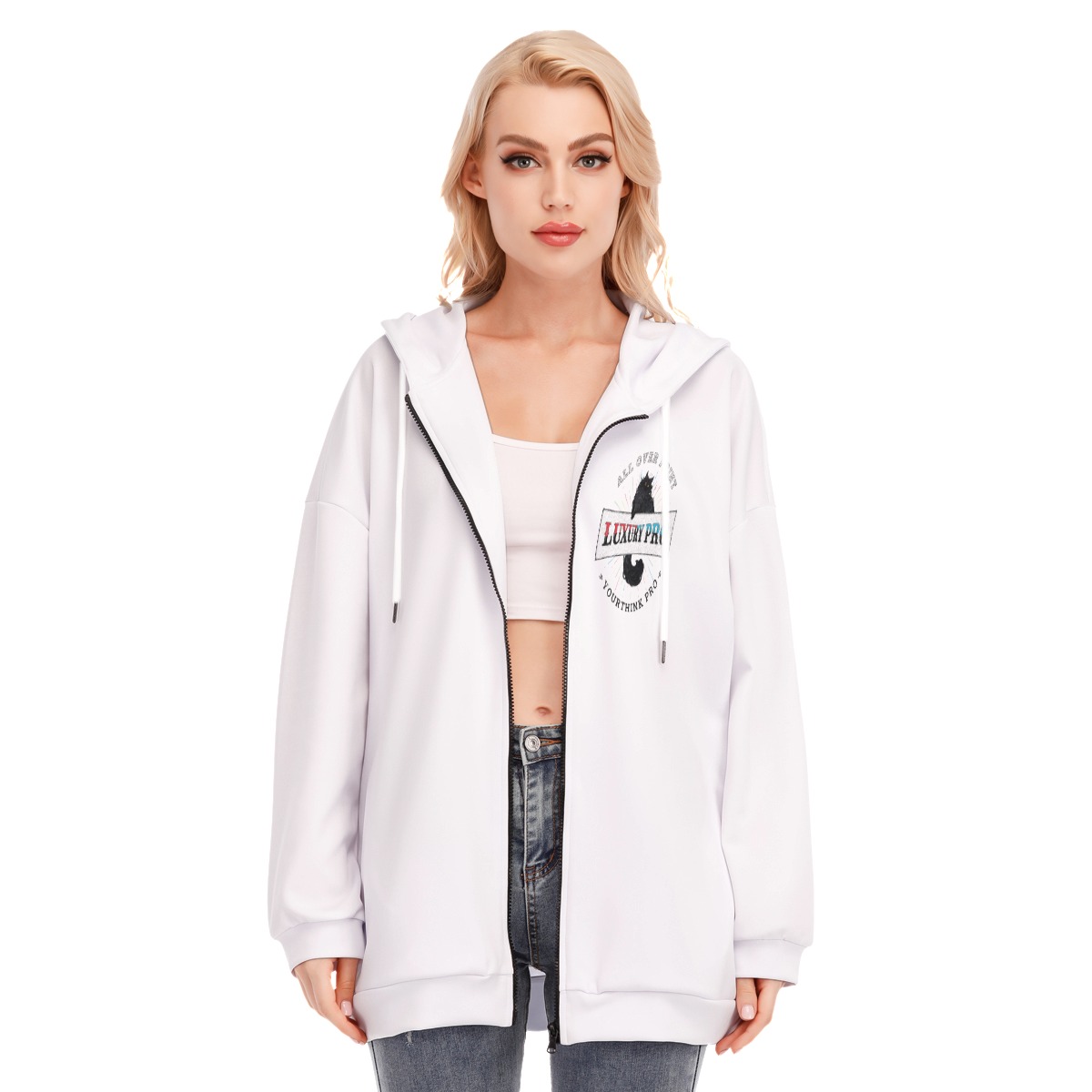 Women's Long Hoodie With Zipper Closure