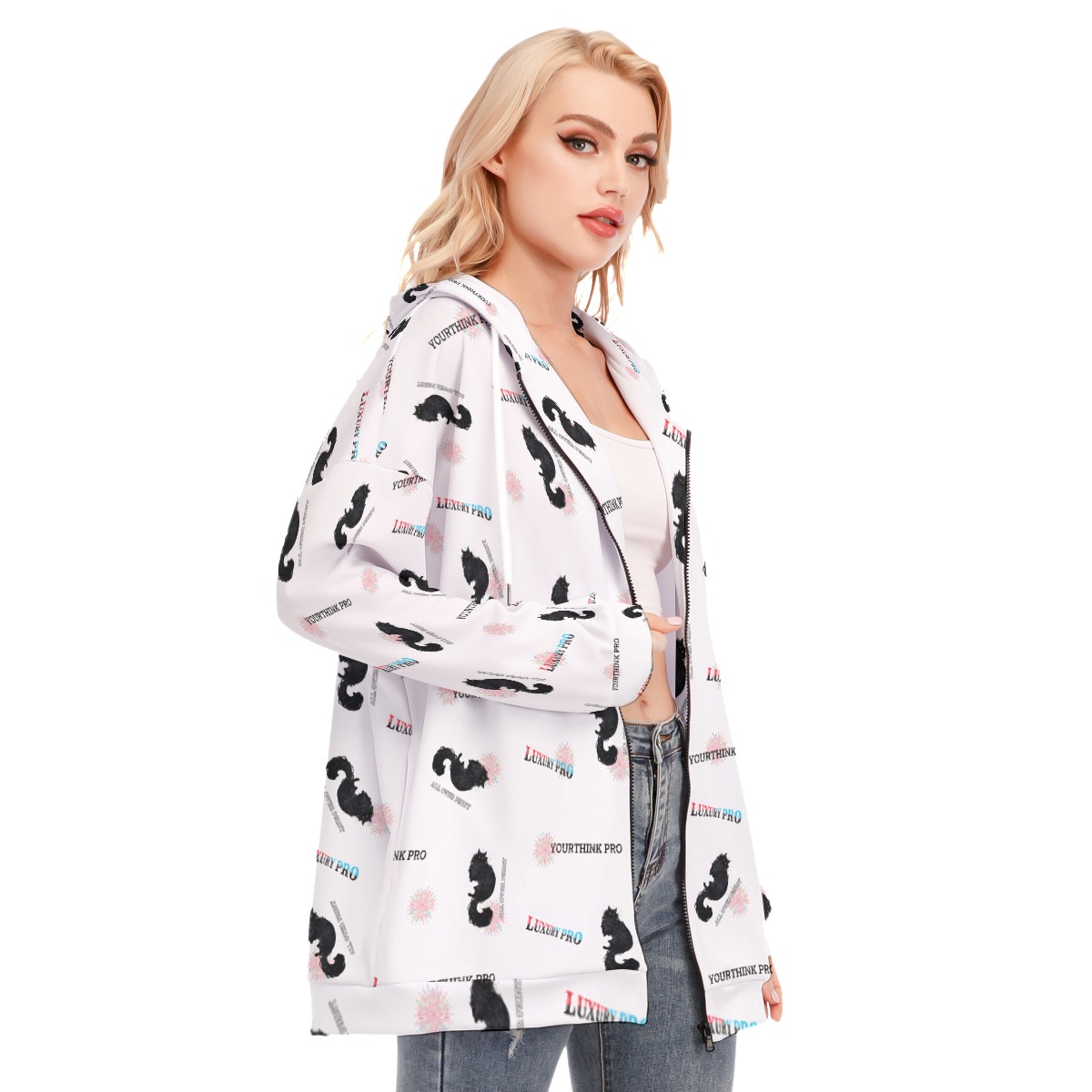 Women's Long Hoodie With Zipper Closure