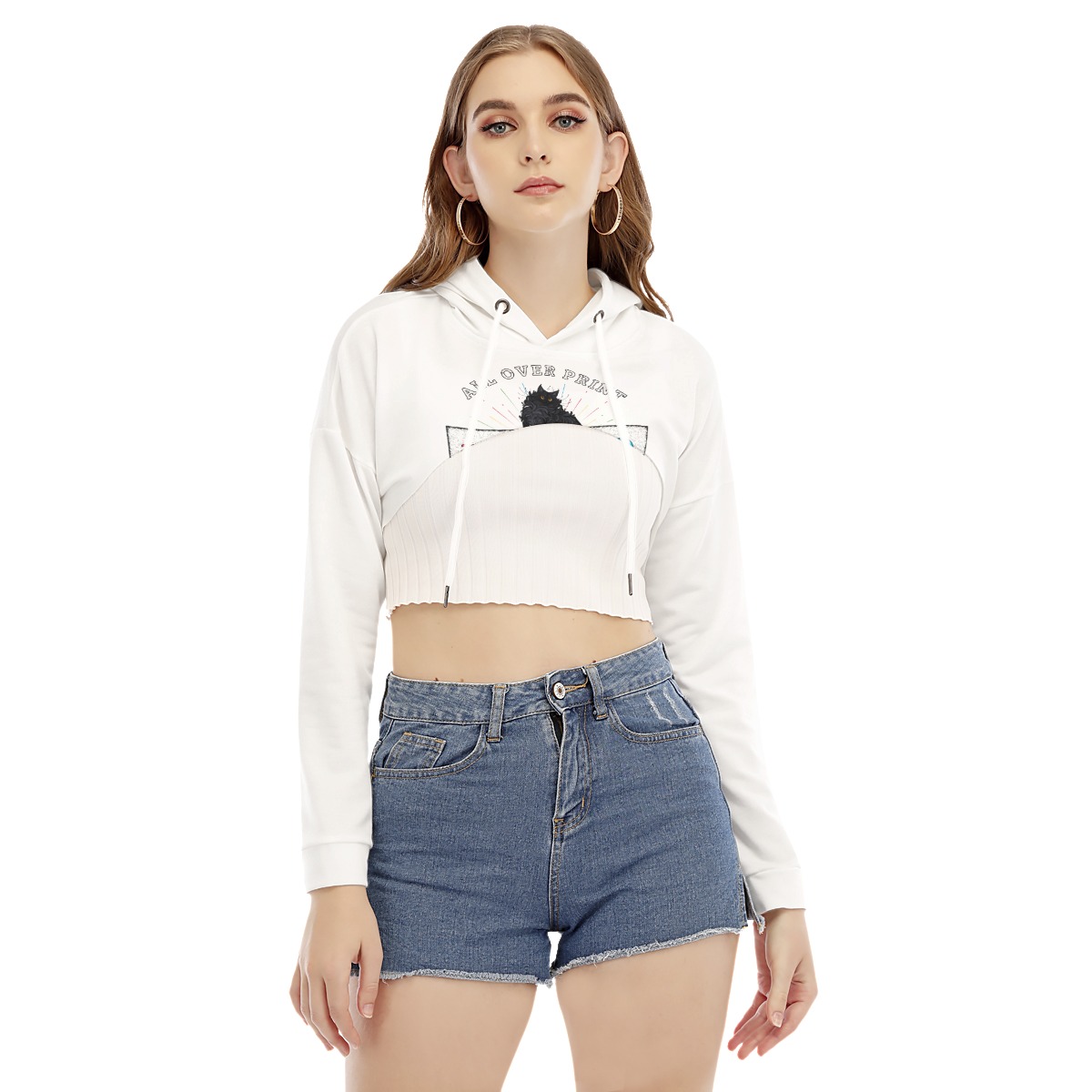 Women's Smock Short Hoodie With Long Sleeve