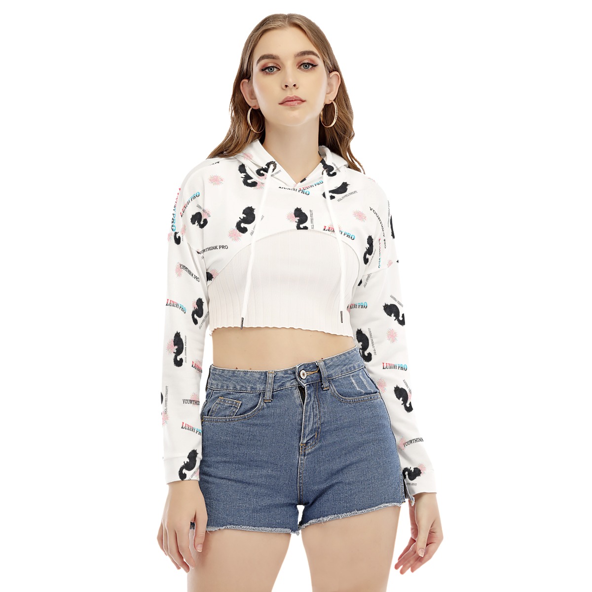 Women's Smock Short Hoodie With Long Sleeve