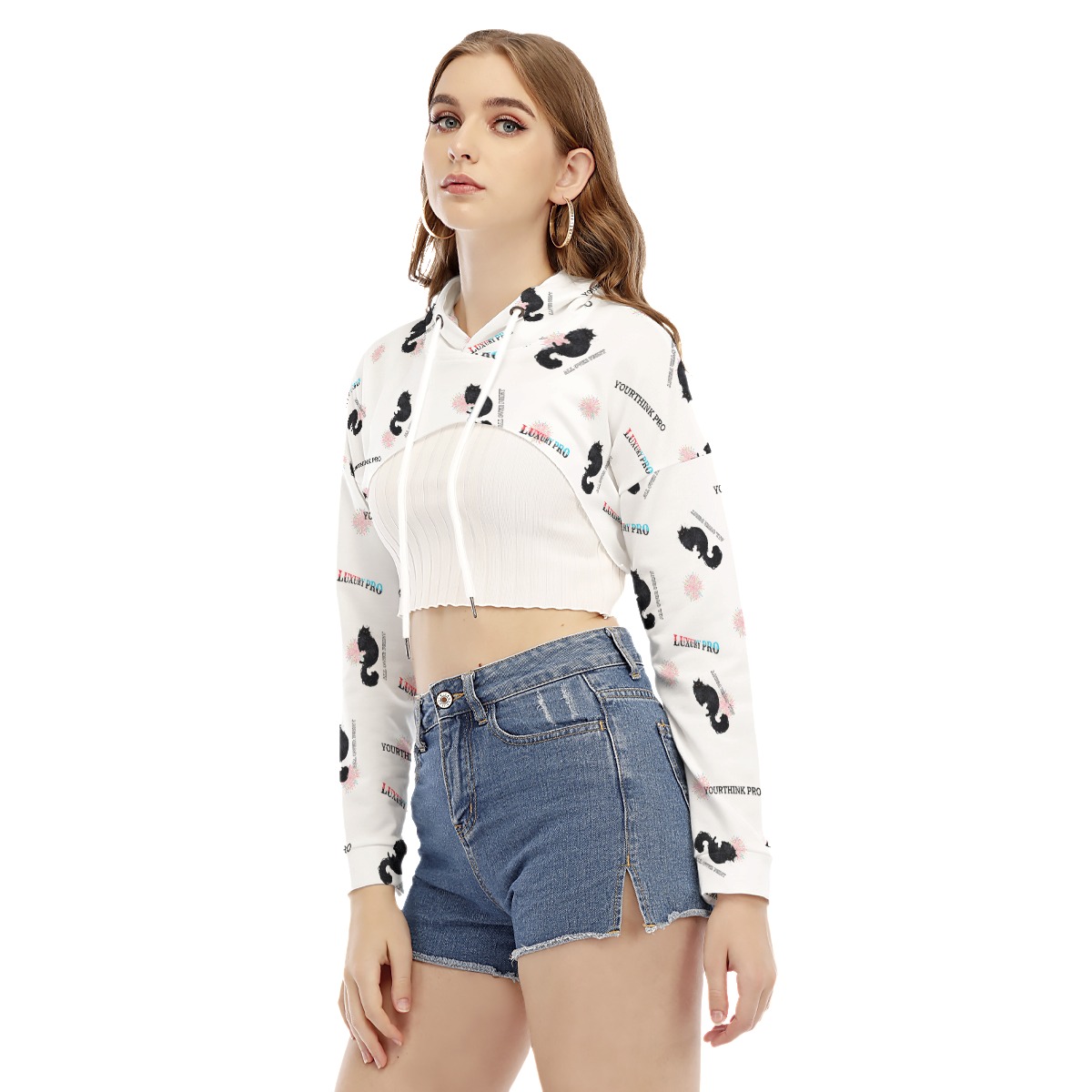 Women's Smock Short Hoodie With Long Sleeve