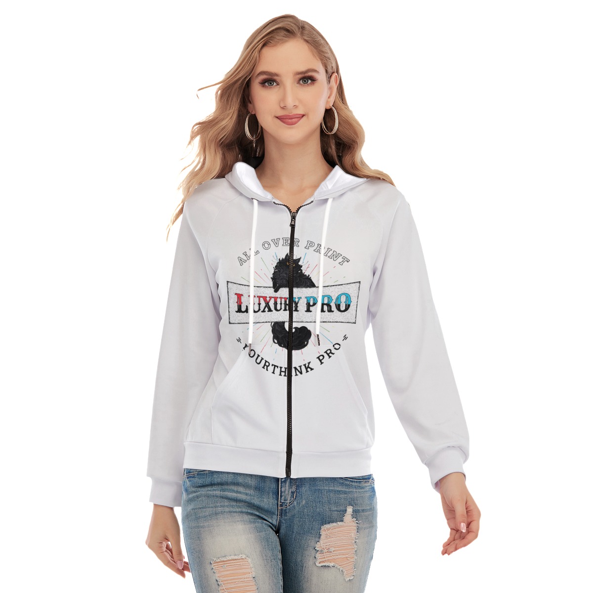 Women's Raglan Sleeve Hoodie With Zipper Closure