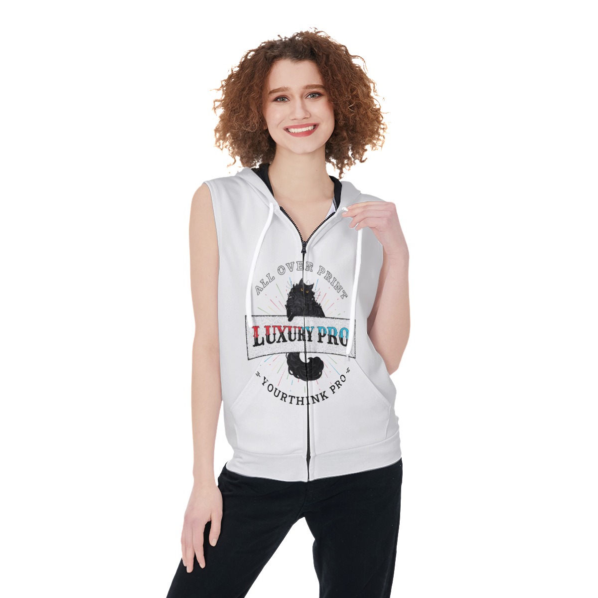 Women's Zip-up Sleeveless Hoodie