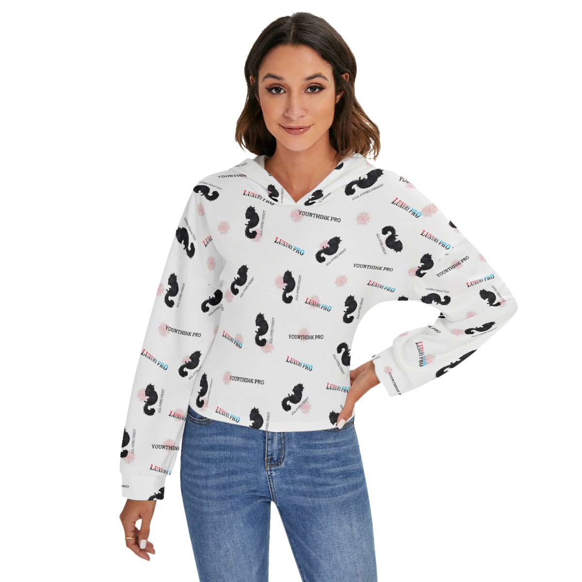 Women's Drop-shoulder Backless Hoodie With String