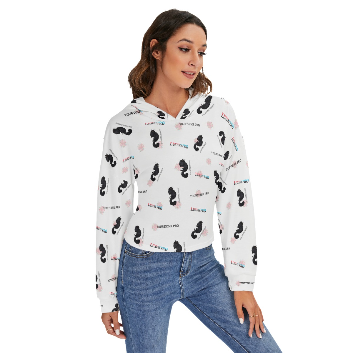 Women's Drop-shoulder Backless Hoodie With String