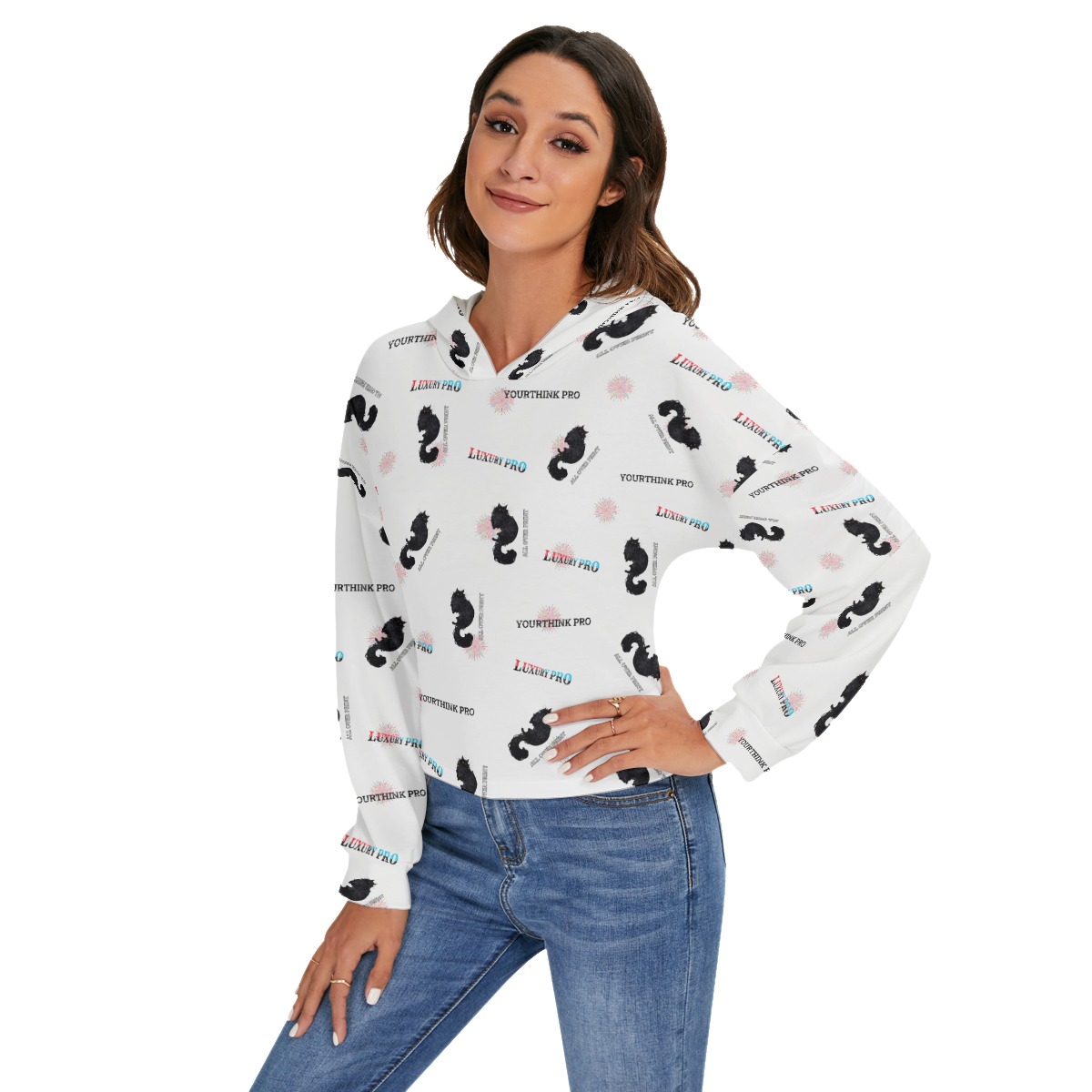 Women's Drop-shoulder Backless Hoodie With String