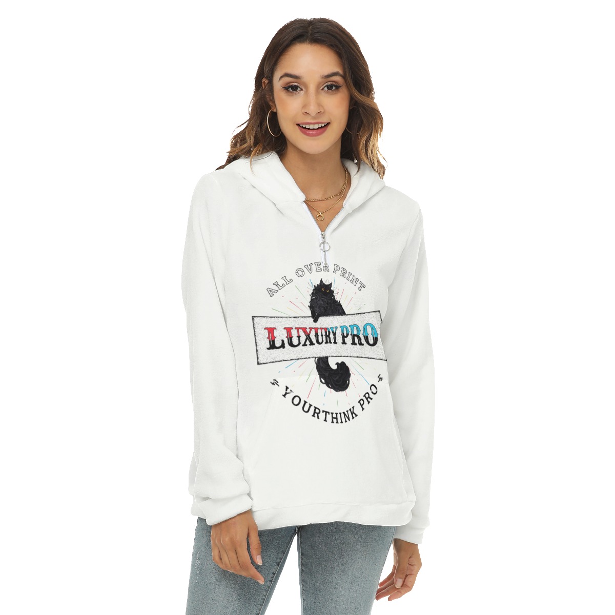 Women's Borg Fleece Hoodie With Half Zip