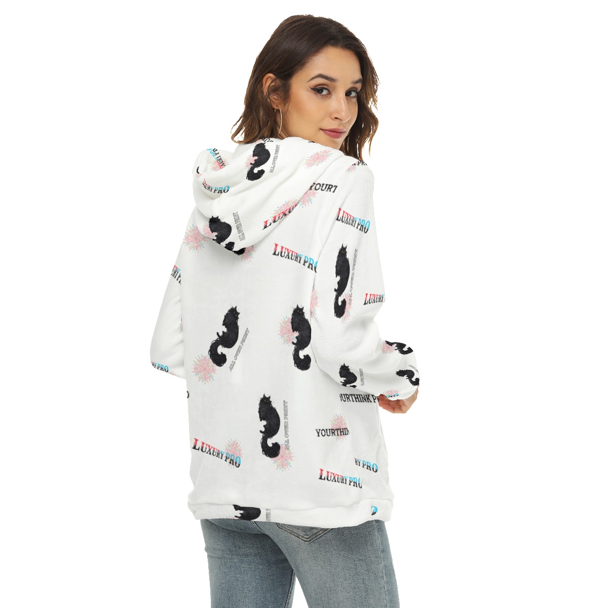 Women's Borg Fleece Hoodie With Half Zip