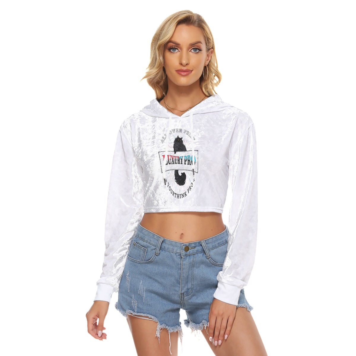 Women's Crop Top Hoodie|Velvet