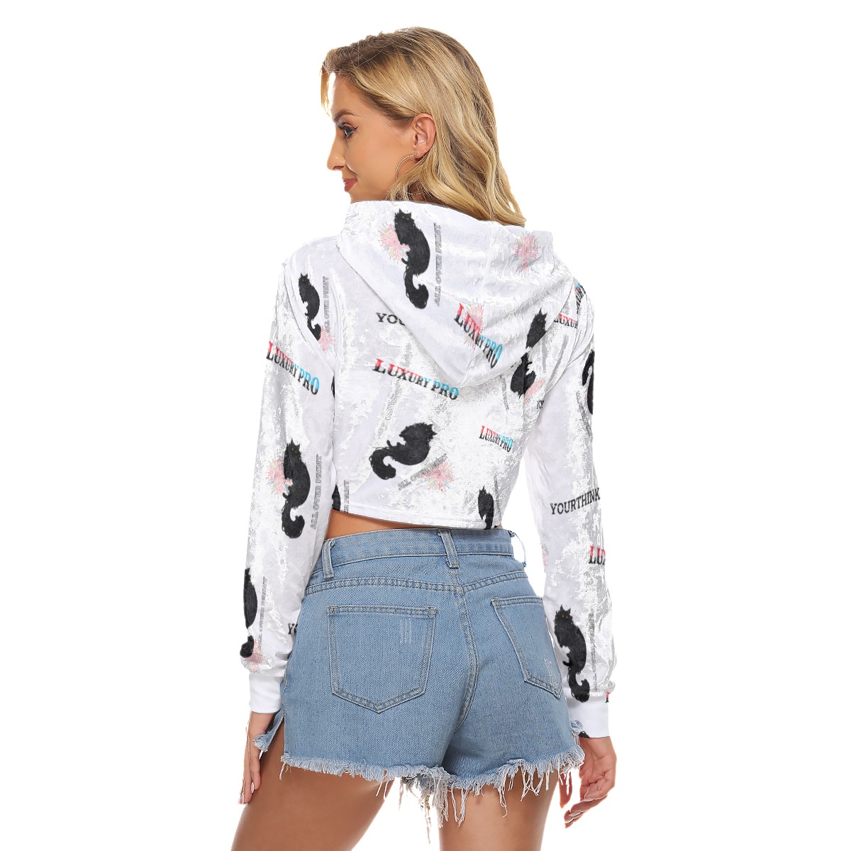 Women's Crop Top Hoodie|Velvet