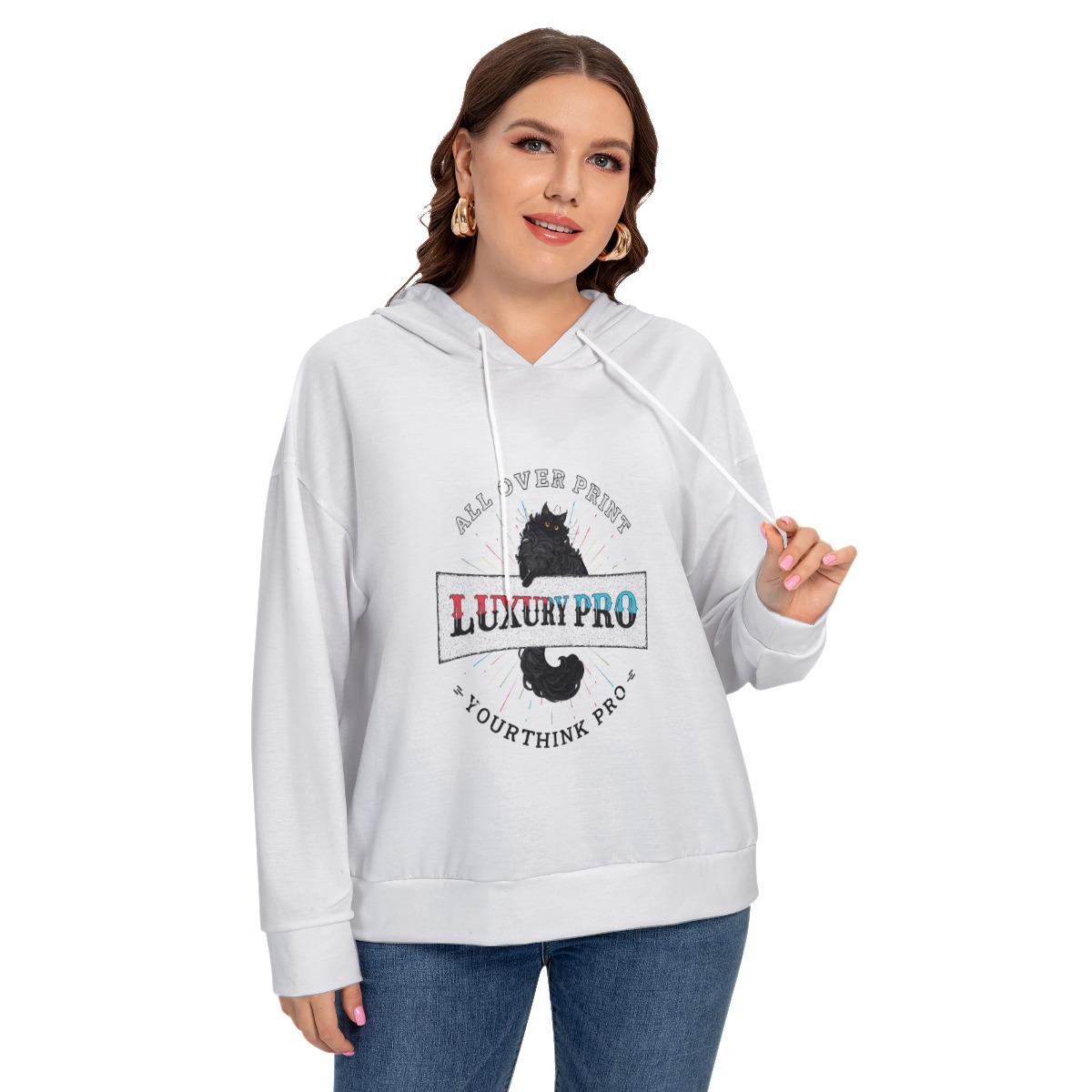 Women's Long Sleeve Sweatshirt With Hood(Plus Size)