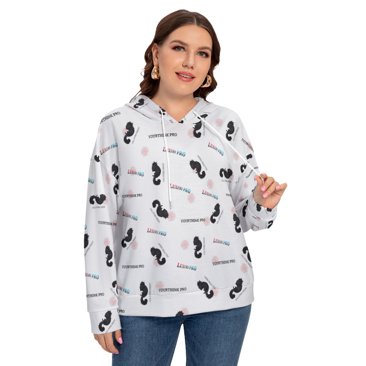 Women's Long Sleeve Sweatshirt With Hood(Plus Size)