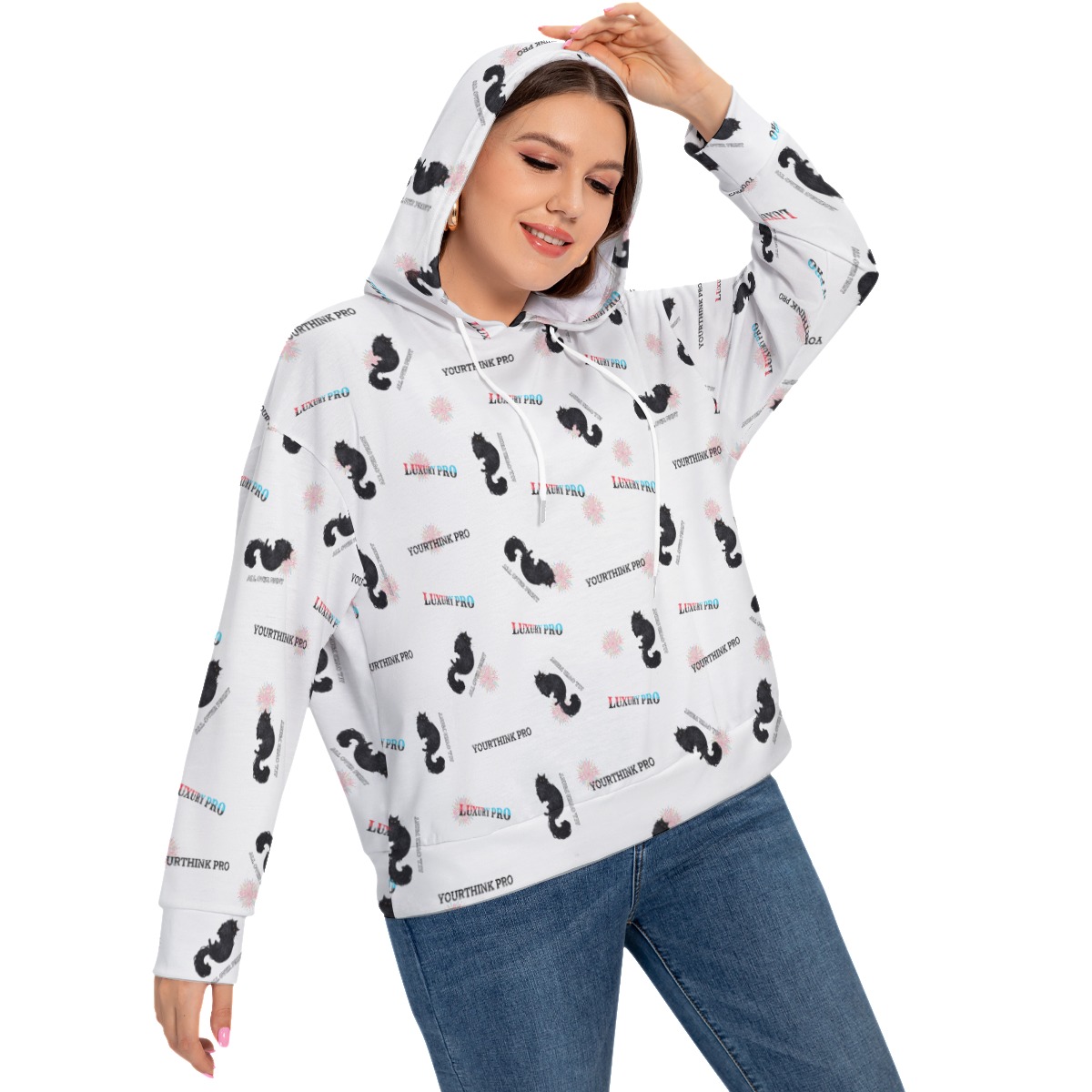 Women's Long Sleeve Sweatshirt With Hood(Plus Size)