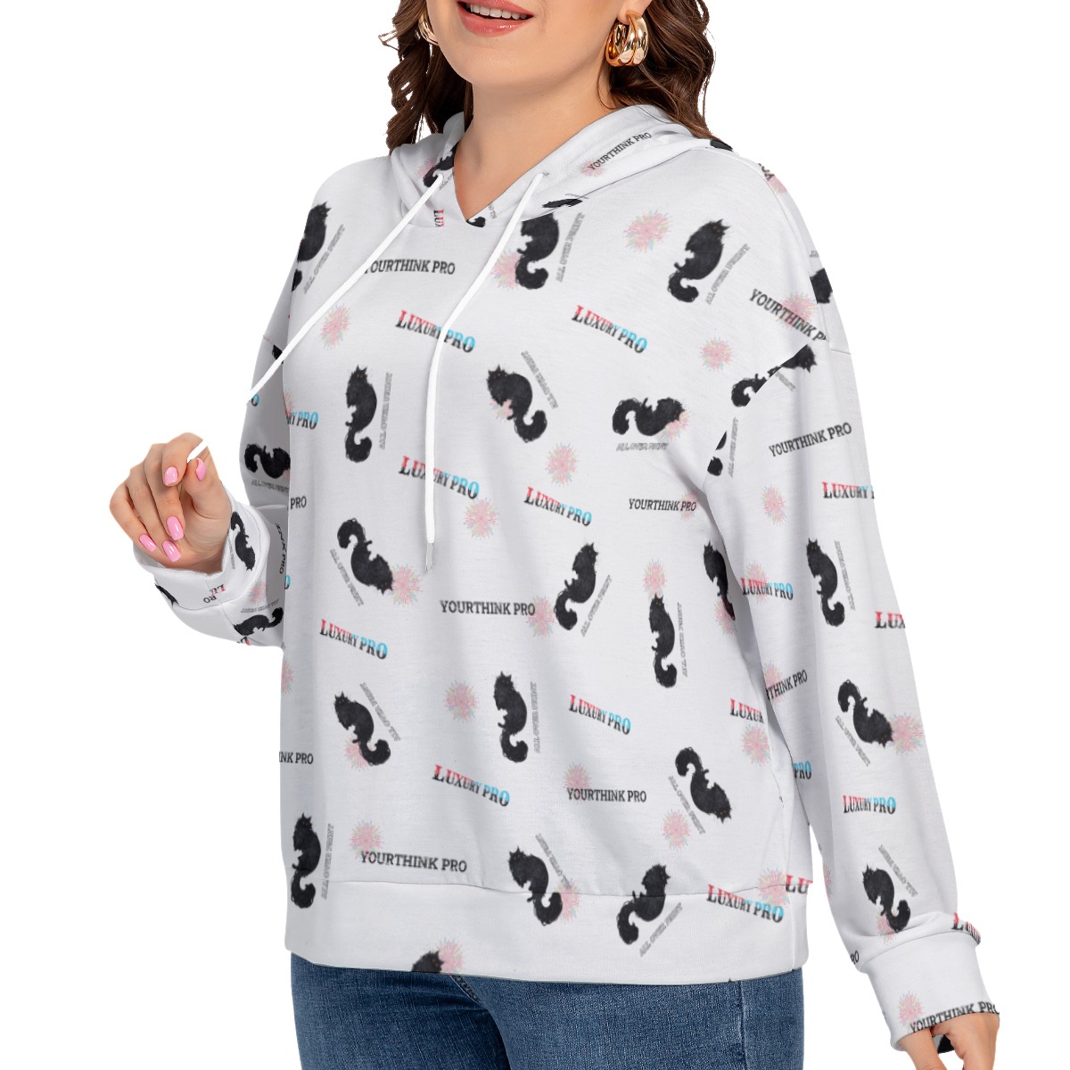 Women's Long Sleeve Sweatshirt With Hood(Plus Size)