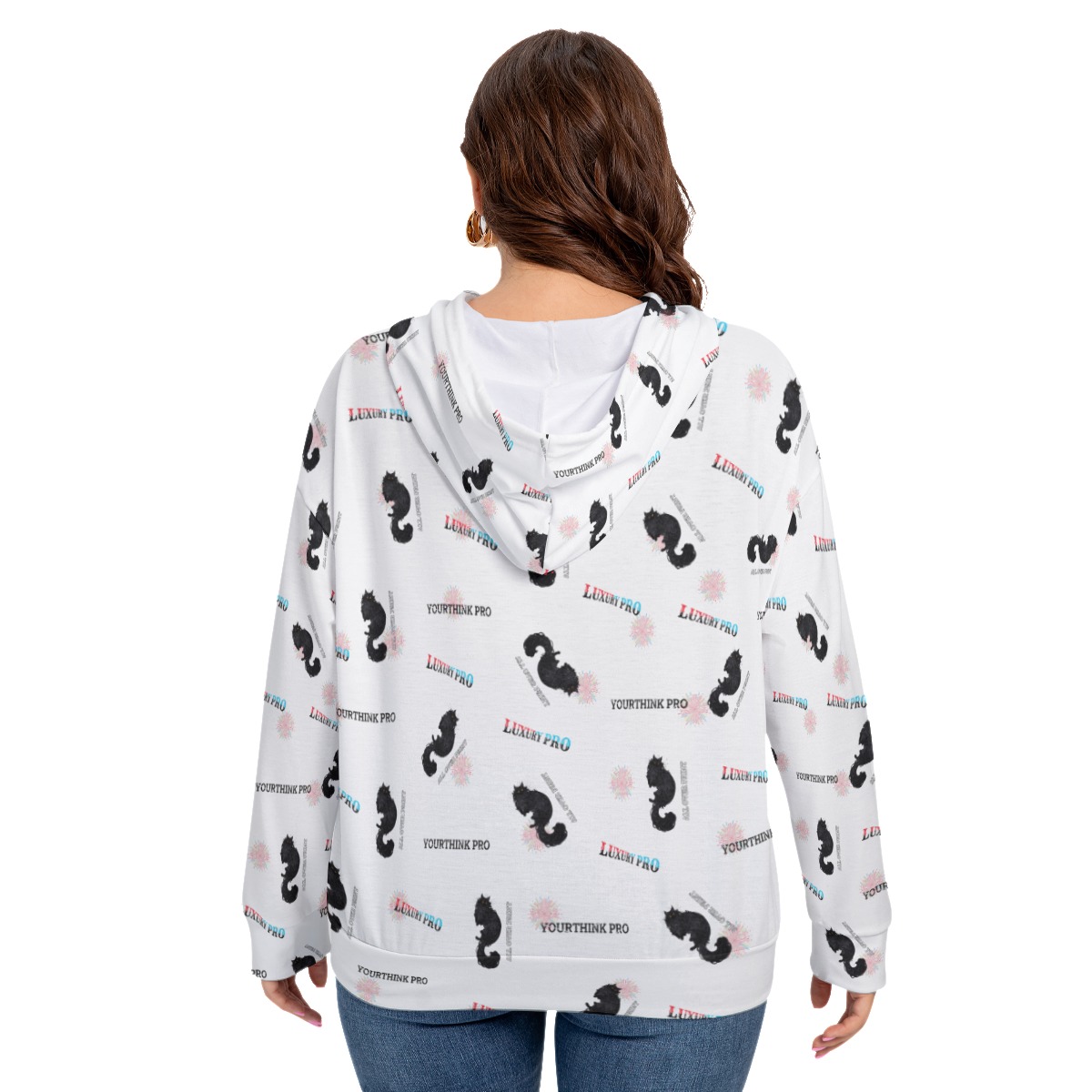 Women's Long Sleeve Sweatshirt With Hood(Plus Size)