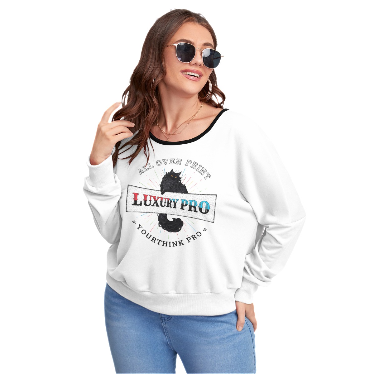 Women's Backless Sweatshirt With Bat Sleeve(Plus Size)