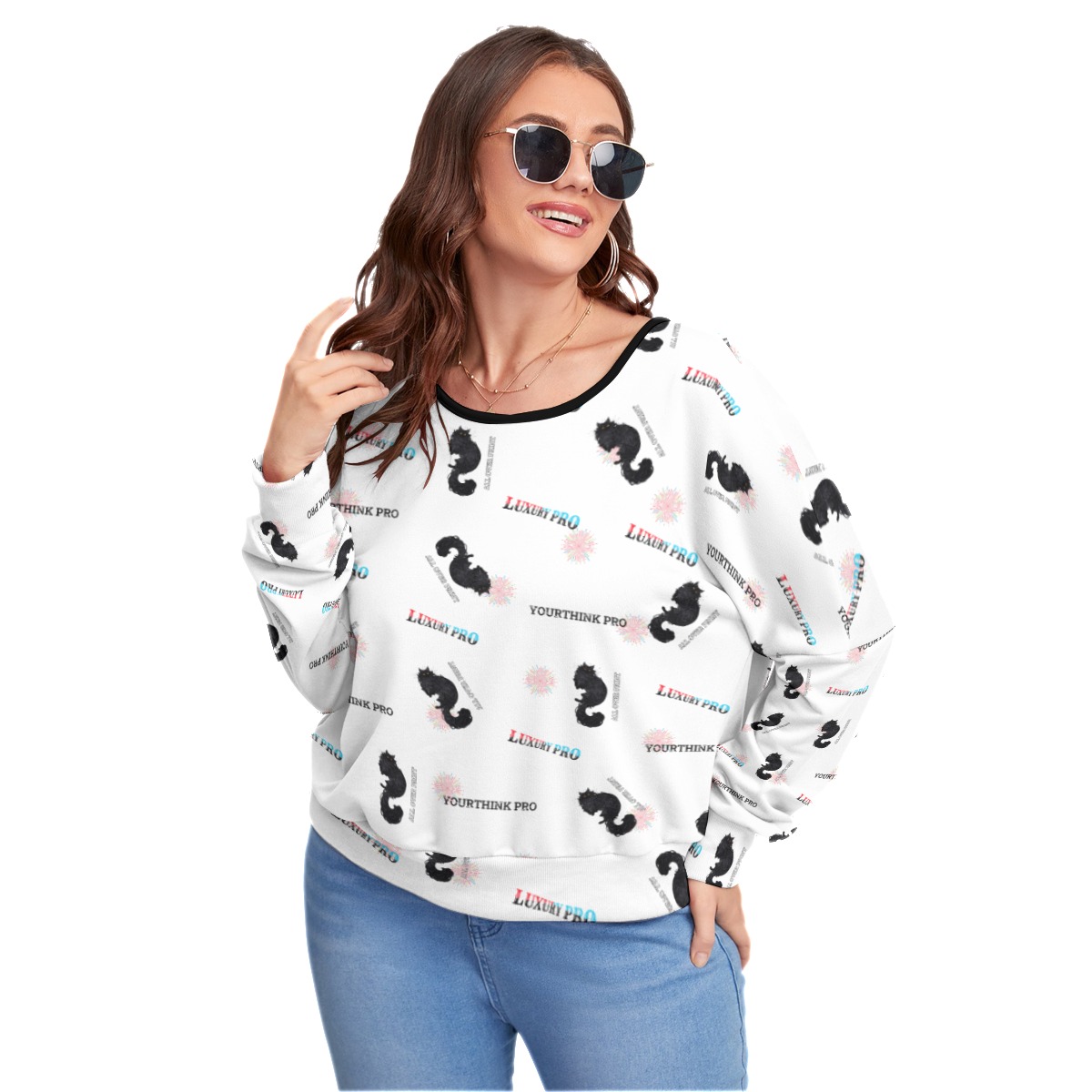 Women's Backless Sweatshirt With Bat Sleeve(Plus Size)