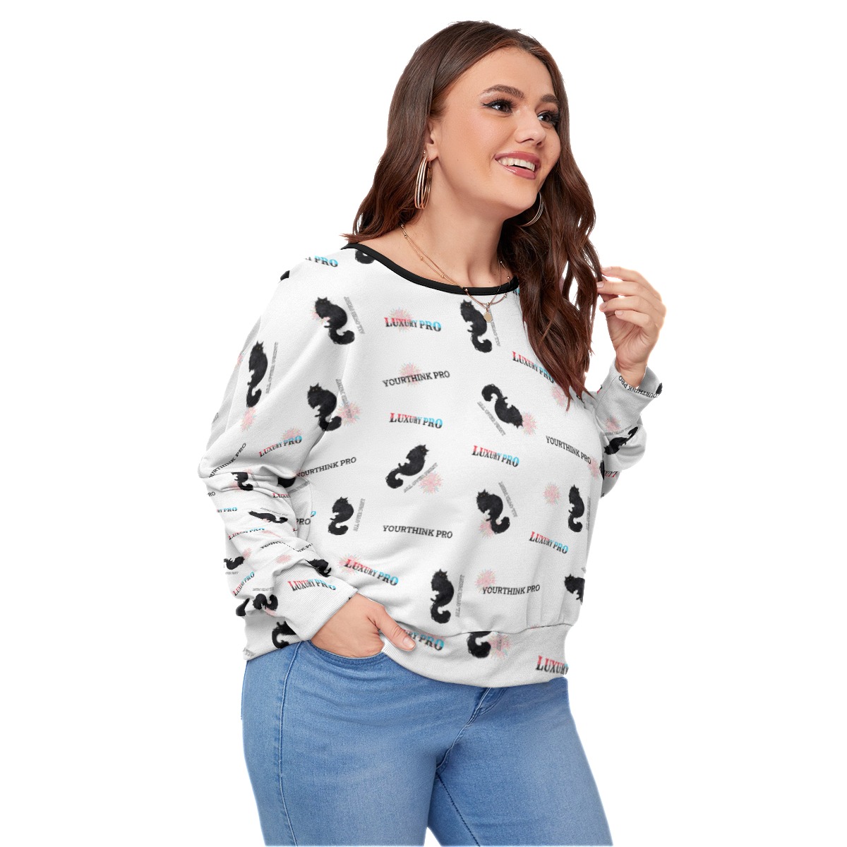 Women's Backless Sweatshirt With Bat Sleeve(Plus Size)