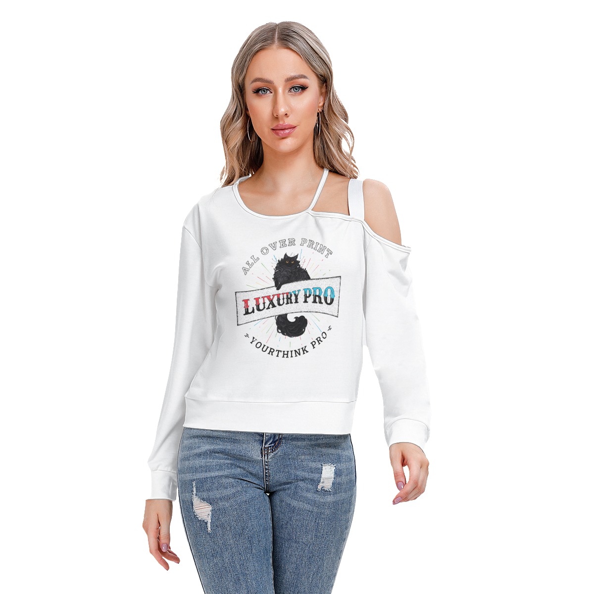Women's One-shoulder Cut O-neck Sweatshirt
